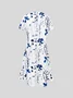 Women Mini Dress Summer Floral Print Short Sleeve Comfy Casual Short Dress