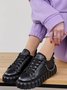 Casual Plain Lace-Up Flat Heel Skate Shoes Glitter