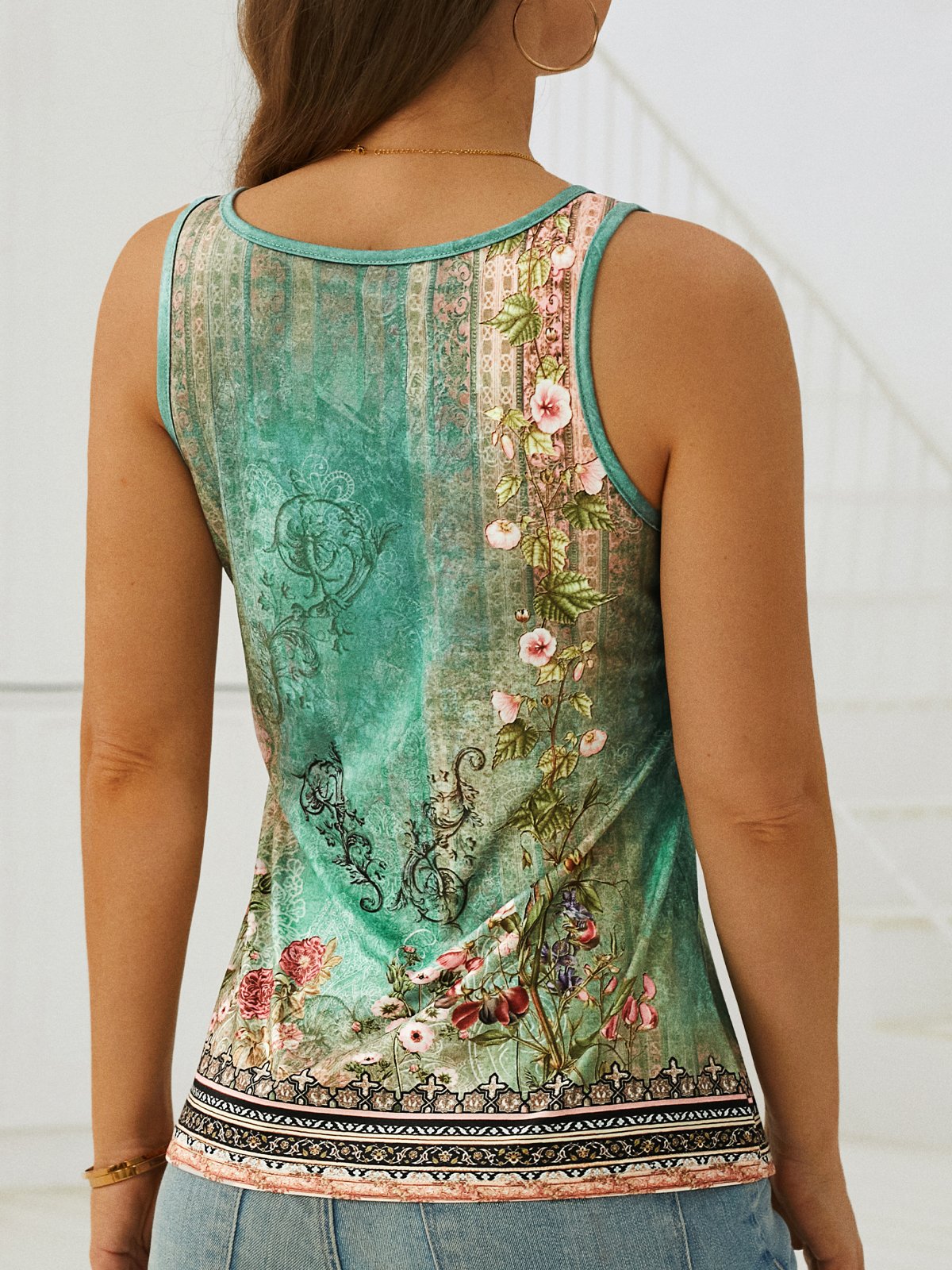 Casual Printing Floral Tank Top