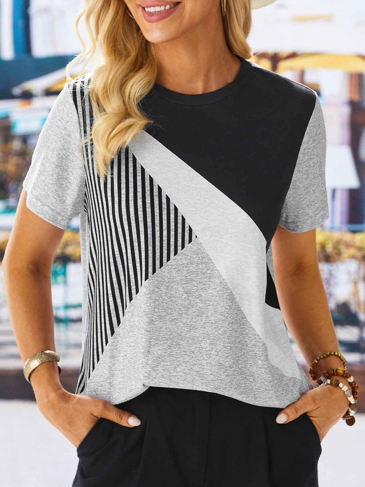 Jersey Casual Striped T-Shirt