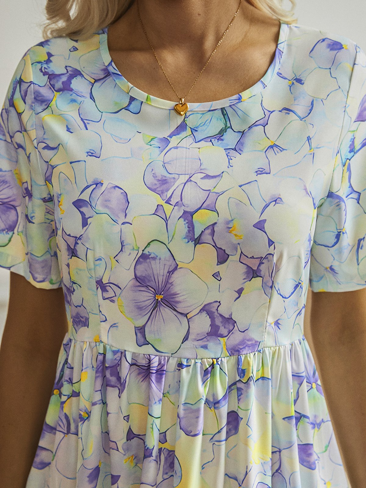 Floral Short Sleeve Woven Dress