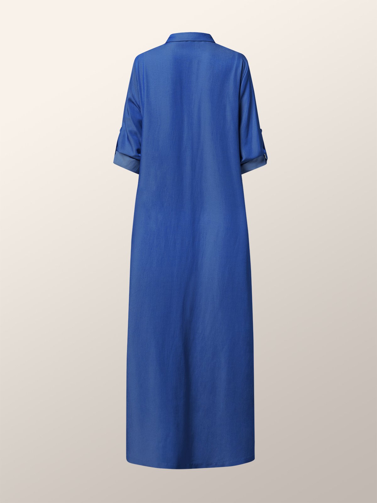 Casual Shirt Collar Loose Plain Maxi Dress