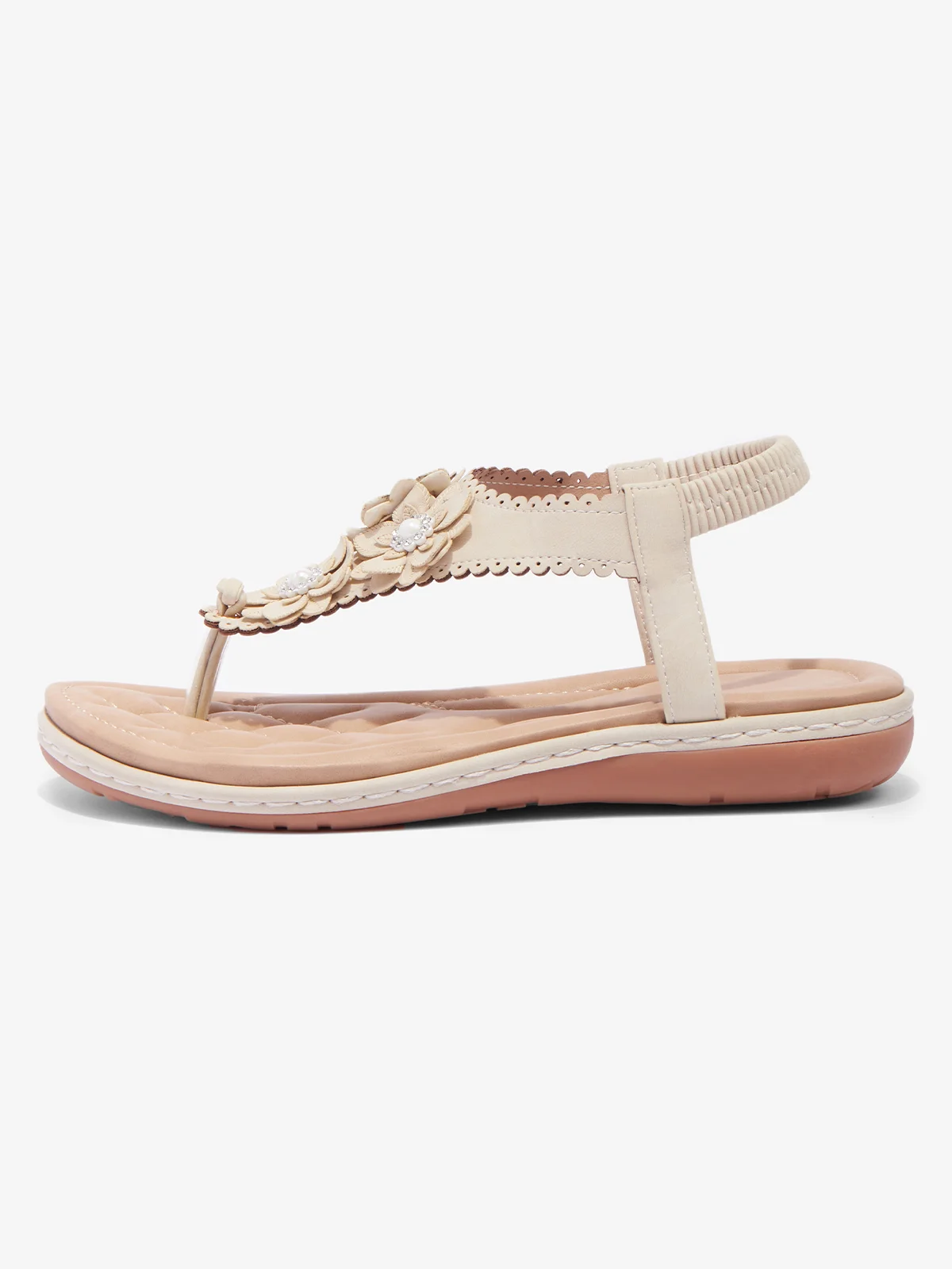 Applique Beaded Decor Comfy Sole Vacation Thong Sandals