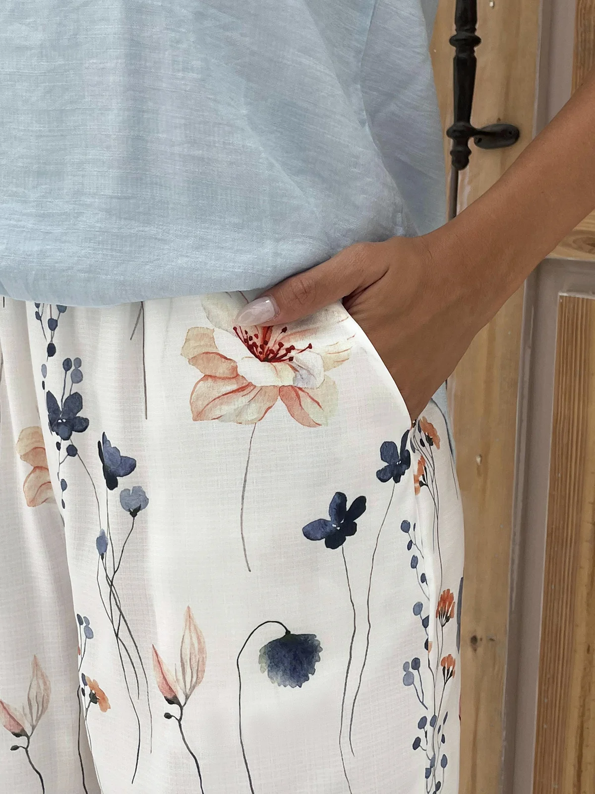 Floral Printed Casual Lace Pants