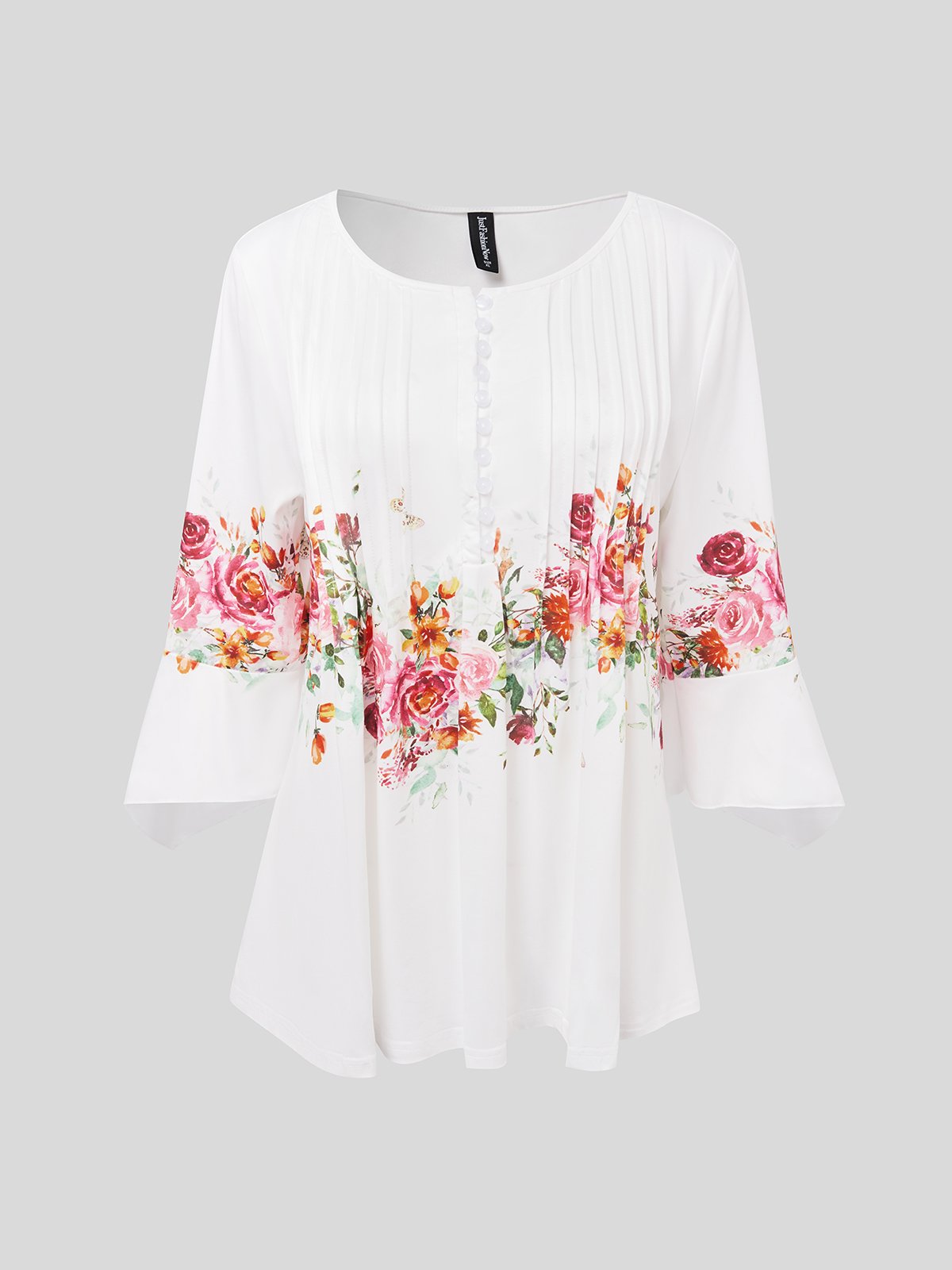 Floral V Neck Regular Fit Casual Top