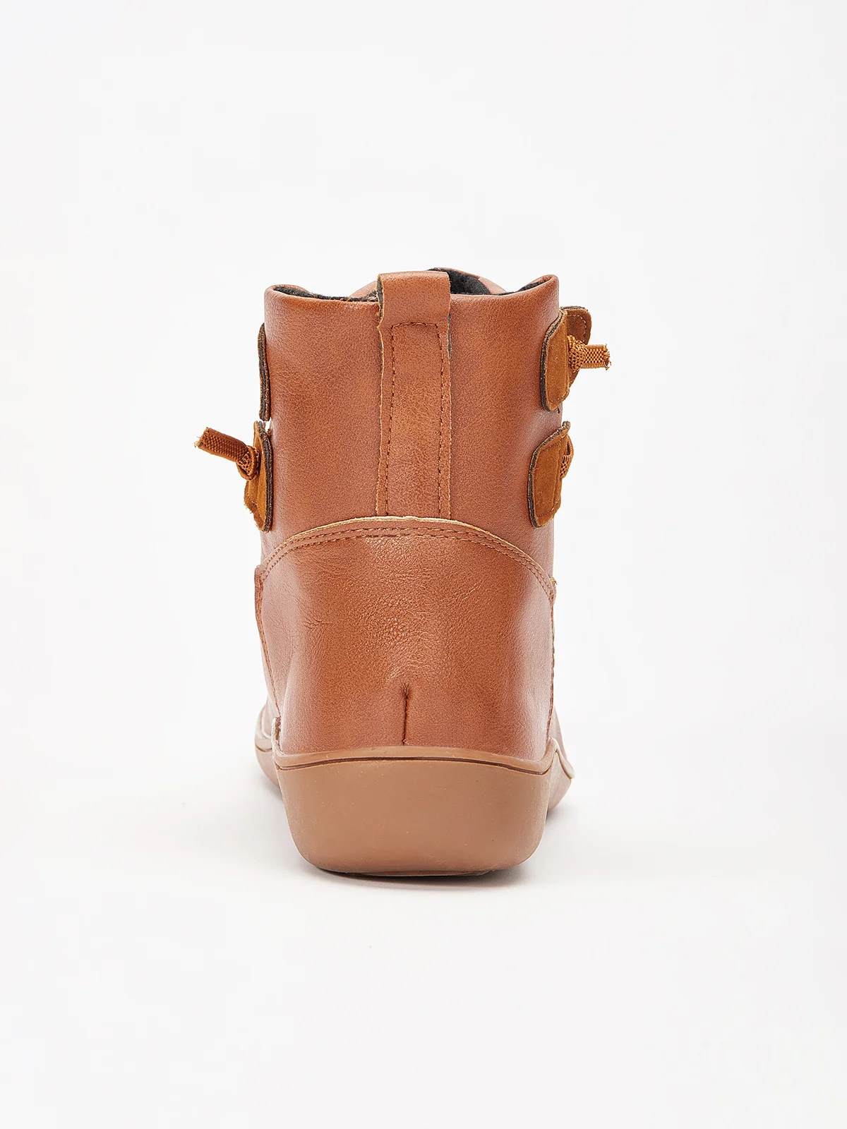 Women Casual Soft Braided Strap Lether PU Flat Heel Snow Boots