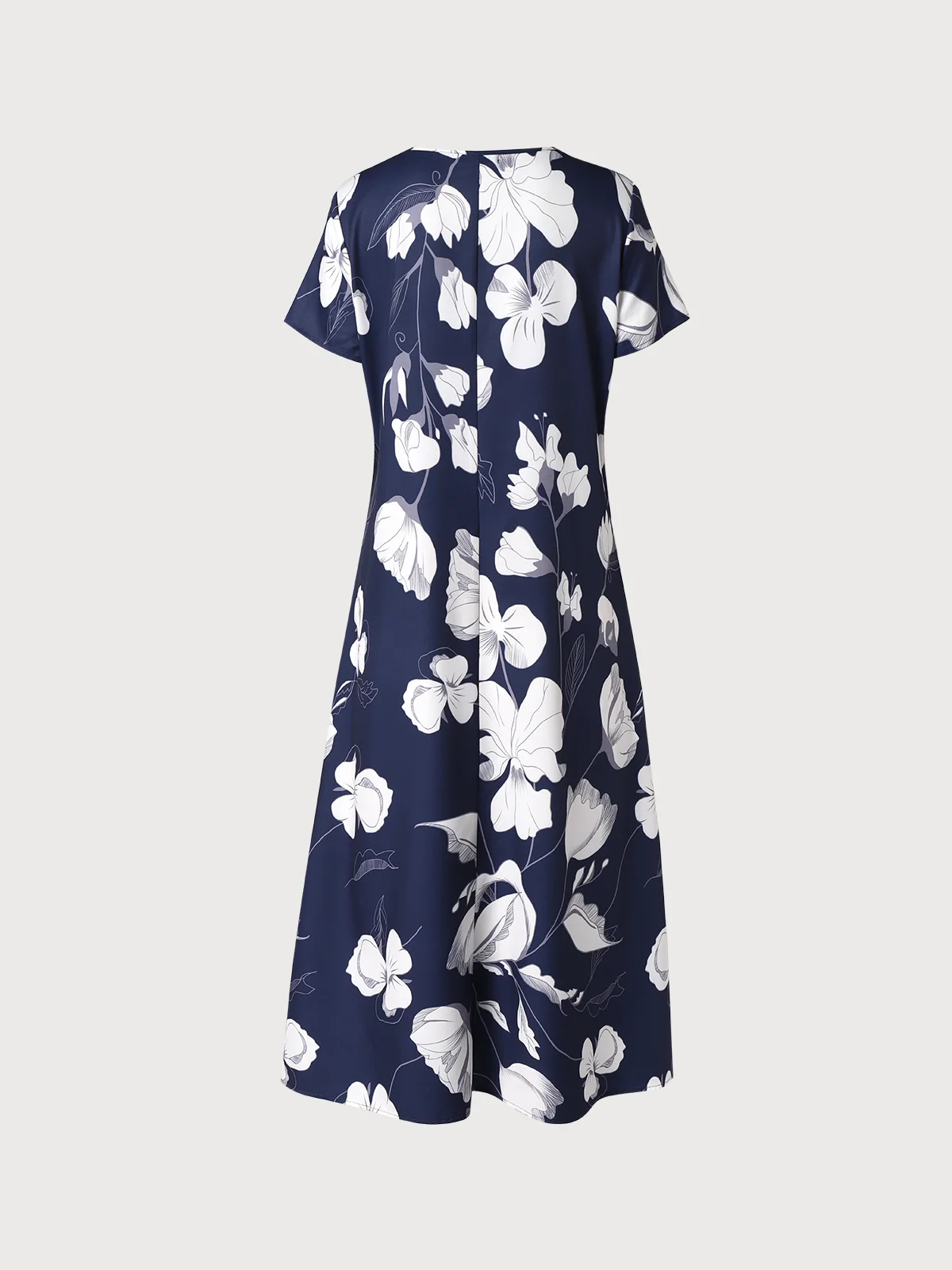 Cotton Blends Floral Loose Short Sleeve Woven Dress