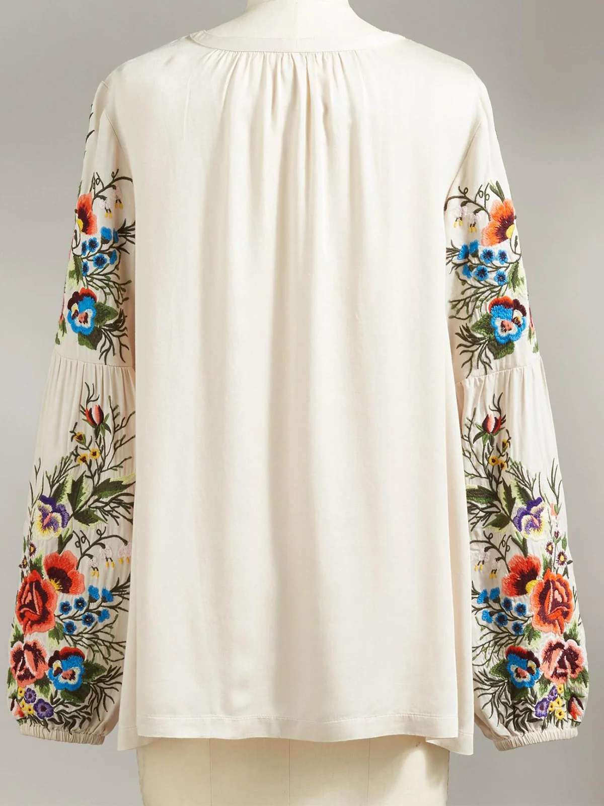 Casual Floral V Neck Long Sleeve Tunic Blouse