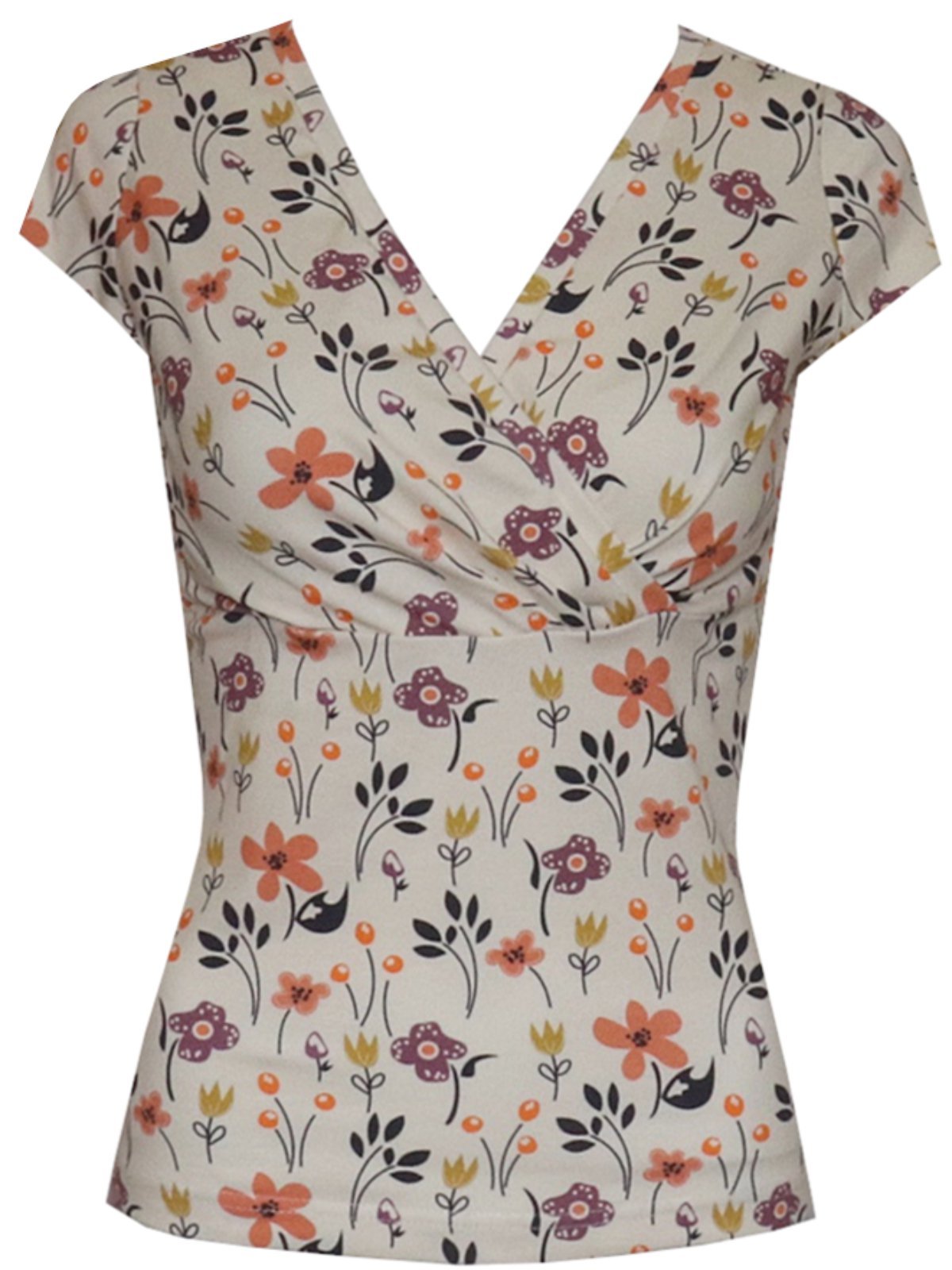 Casual Short Sleeve V Neck Plus Size Printed Tops