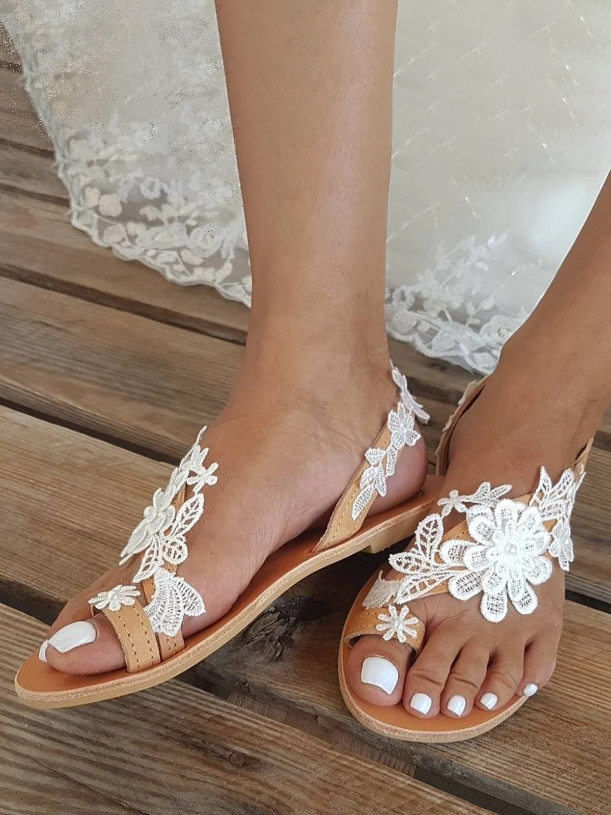 Women's Lace Romantic Flower Decorative Summer Wedding Sandals