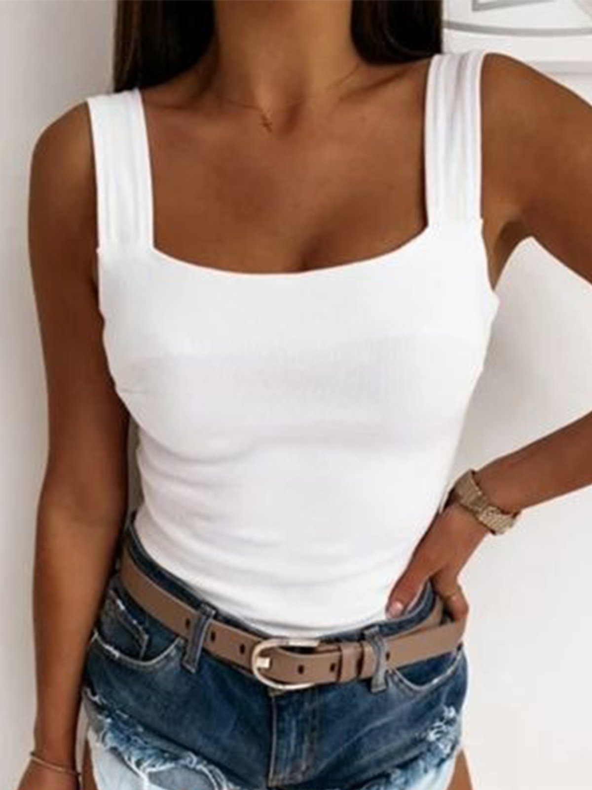 Women Sexy Skinny Solid Sleeveless Knit Tank