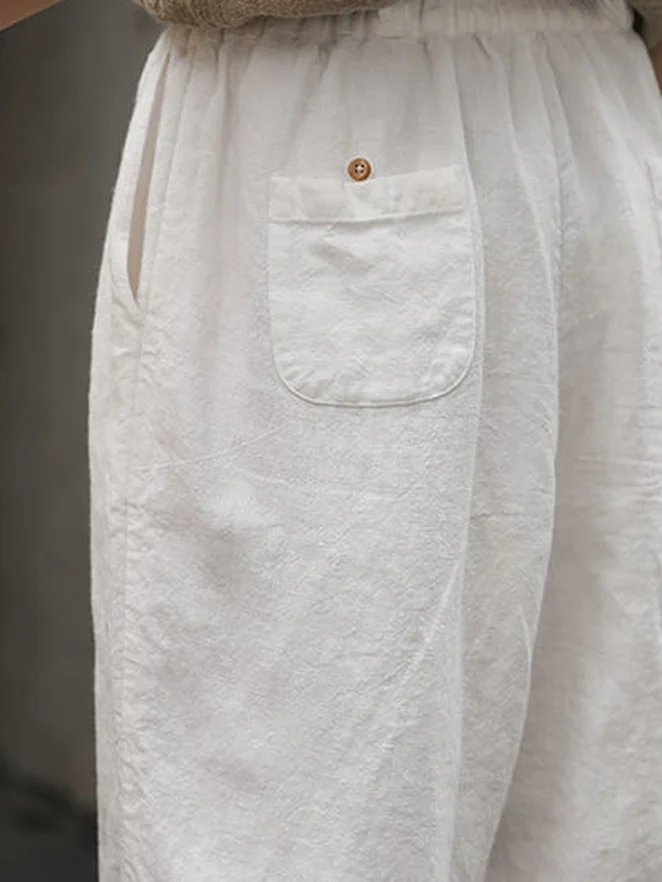 Women's Casual Plain Cotton Linen Loose Pant