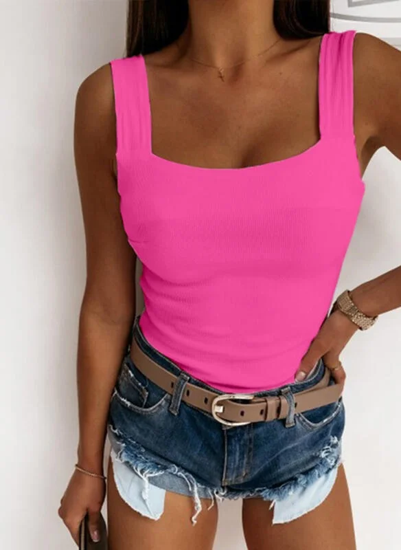 Women Sexy Skinny Solid Sleeveless Knit Tank