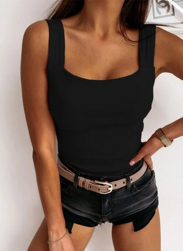 Women Sexy Skinny Solid Sleeveless Knit Tank