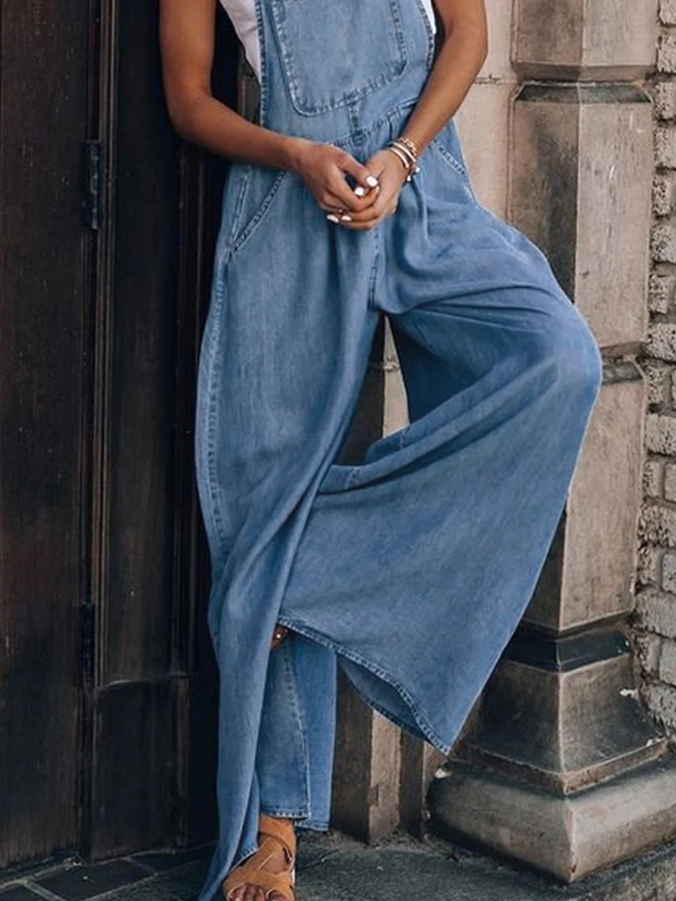 Vintage Style Baggy Wide Leg Overall Jumpsuit