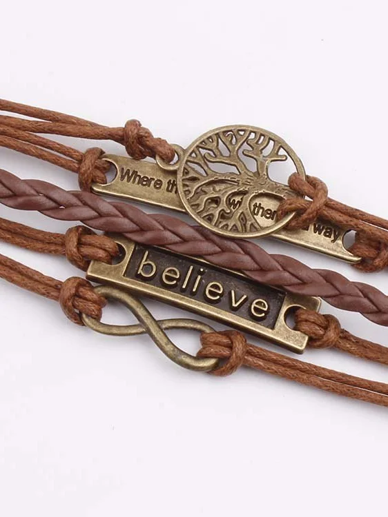Women Bronze Vintage Leather Rope Bracelet