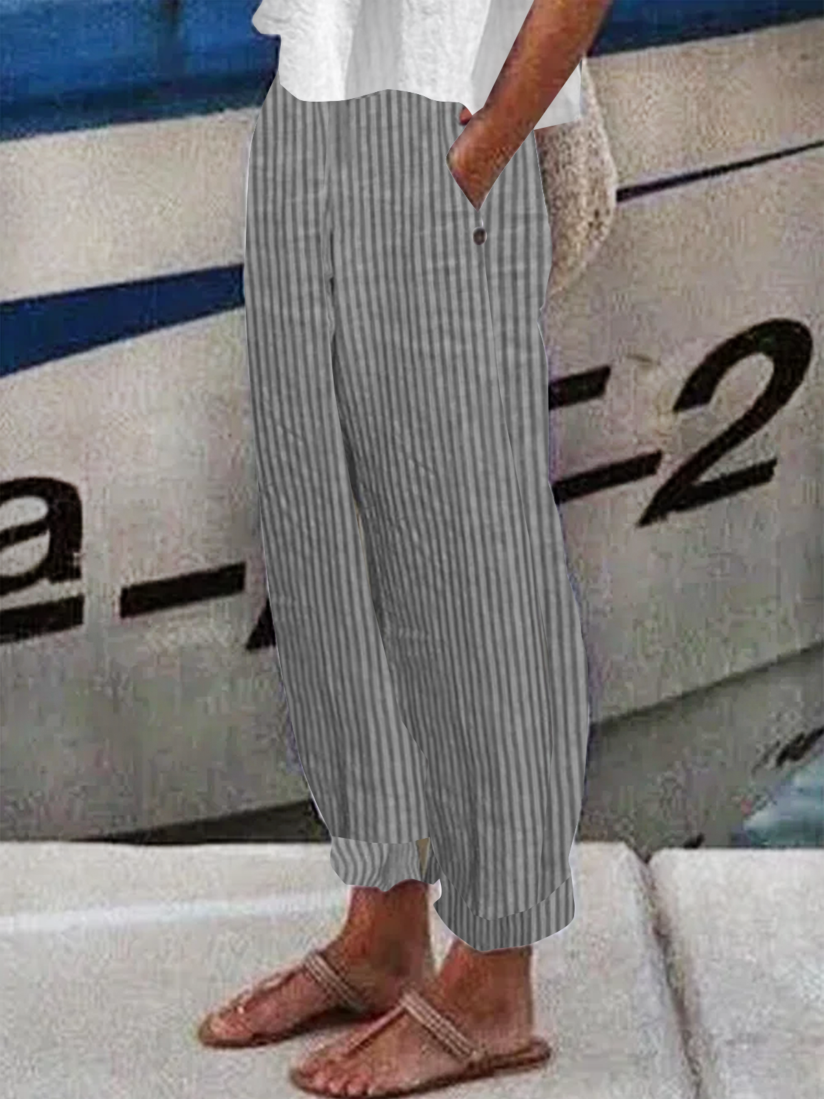Casual Striped Print Turnip Pant