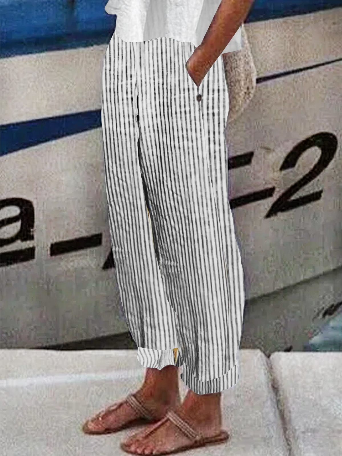 Casual Striped Print Turnip Pant