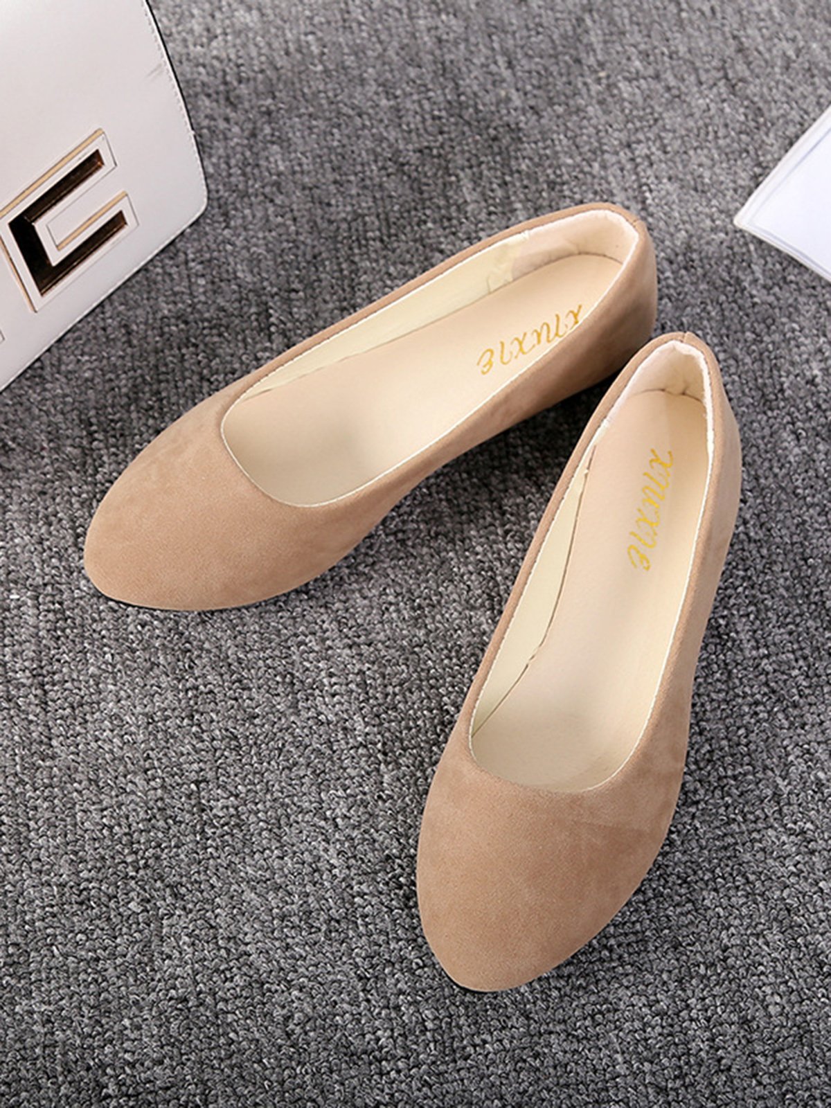 Plain All Season Simple Daily Velvet Flat Heel Round Toe Pu Slip On Shallow Shoes for Women