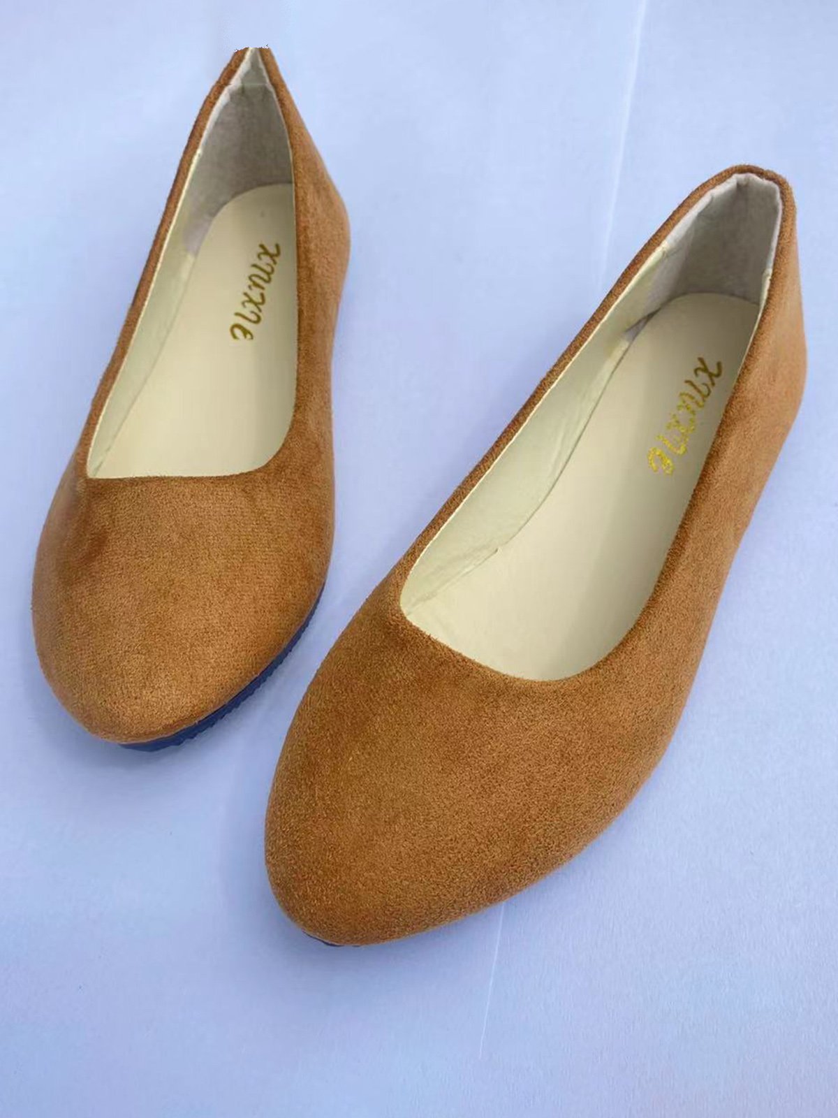 Plain All Season Simple Daily Velvet Flat Heel Round Toe Pu Slip On Shallow Shoes for Women