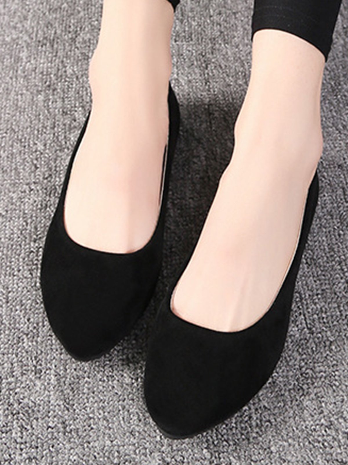 Plain All Season Simple Daily Velvet Flat Heel Round Toe Pu Slip On Shallow Shoes for Women