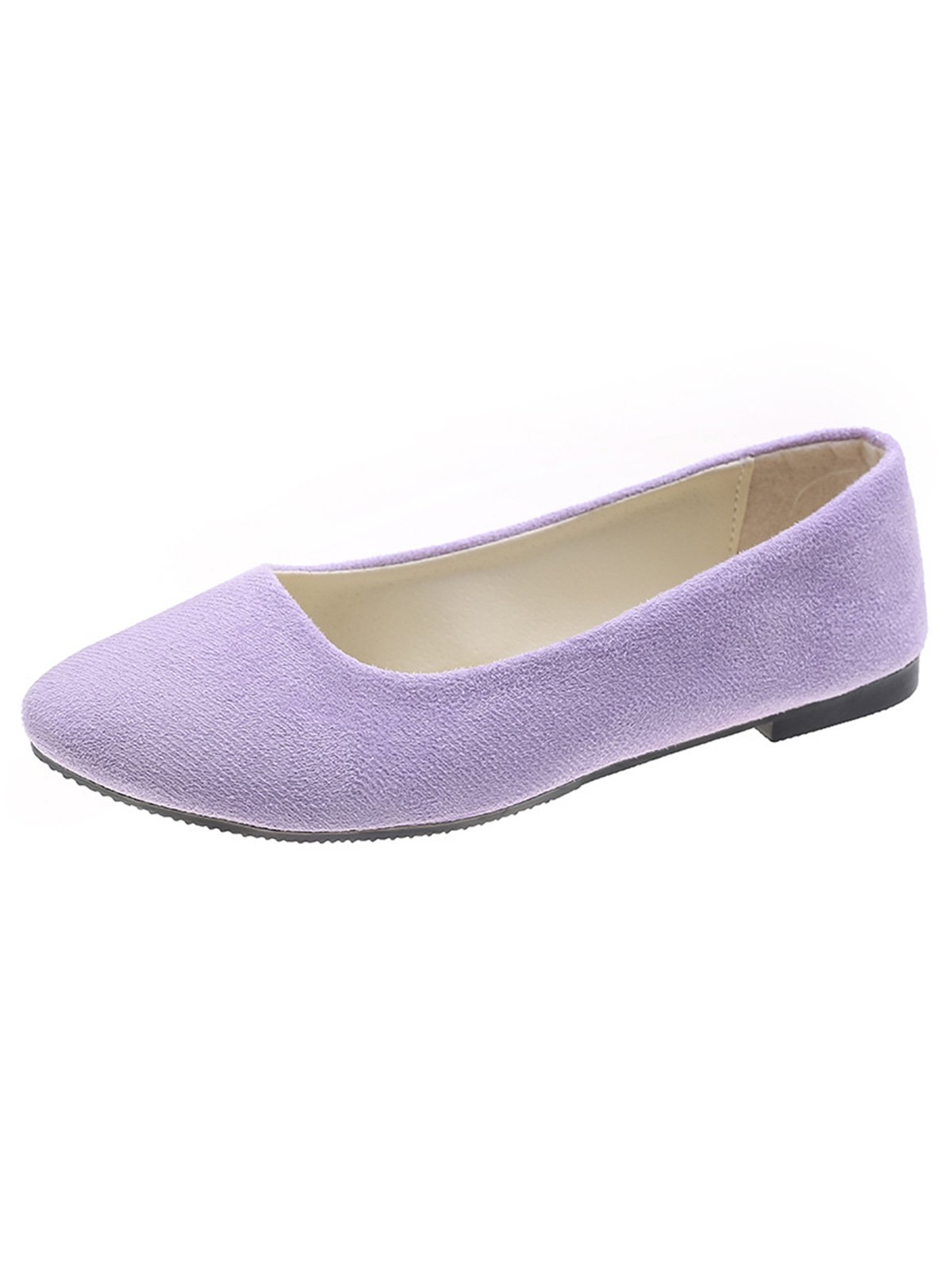 Plain All Season Simple Daily Velvet Flat Heel Round Toe Pu Slip On Shallow Shoes for Women