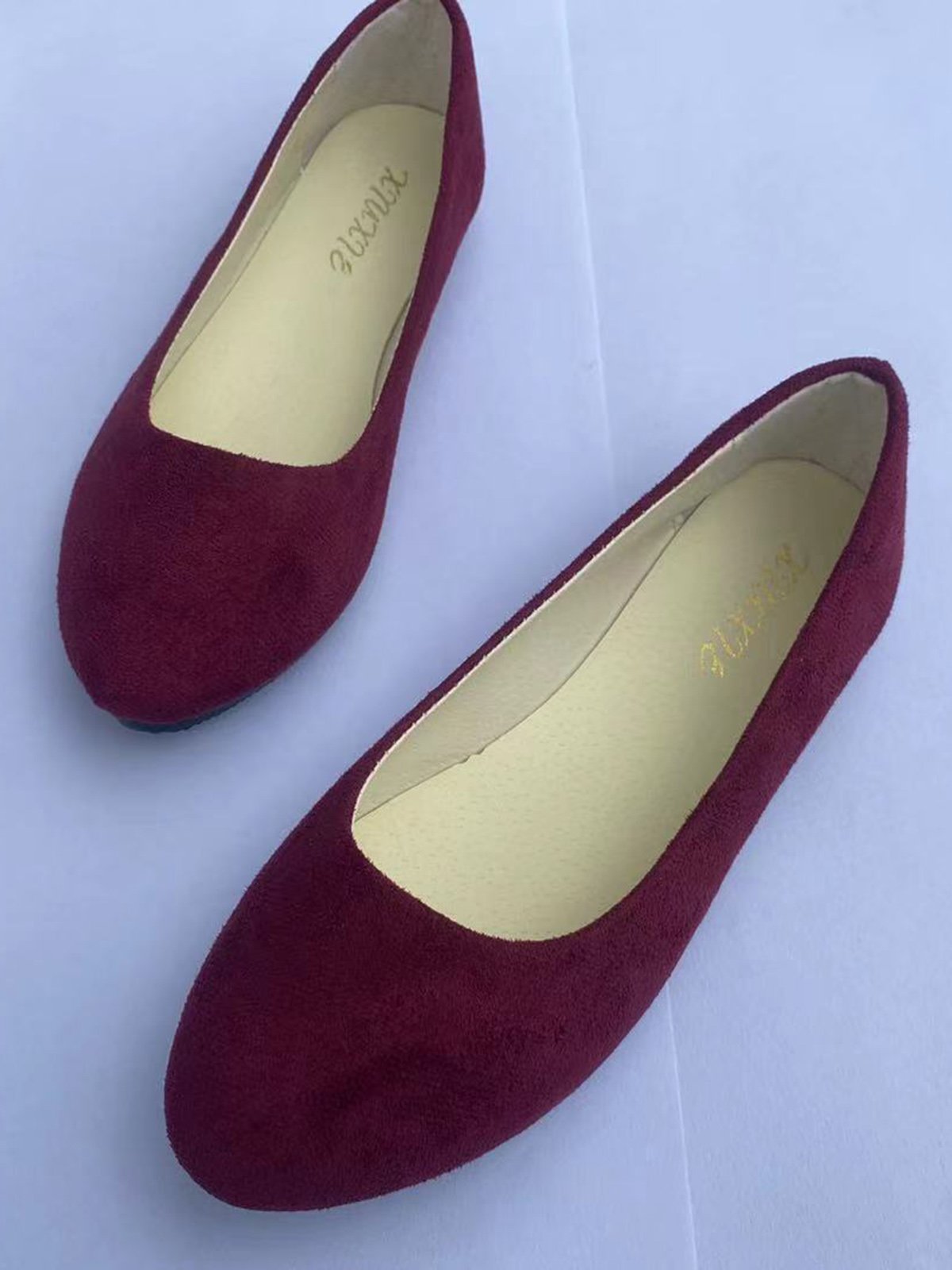 Plain All Season Simple Daily Velvet Flat Heel Round Toe Pu Slip On Shallow Shoes for Women