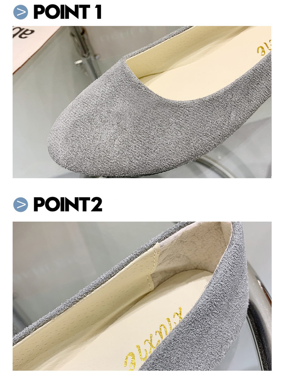 Plain All Season Simple Daily Velvet Flat Heel Round Toe Pu Slip On Shallow Shoes for Women