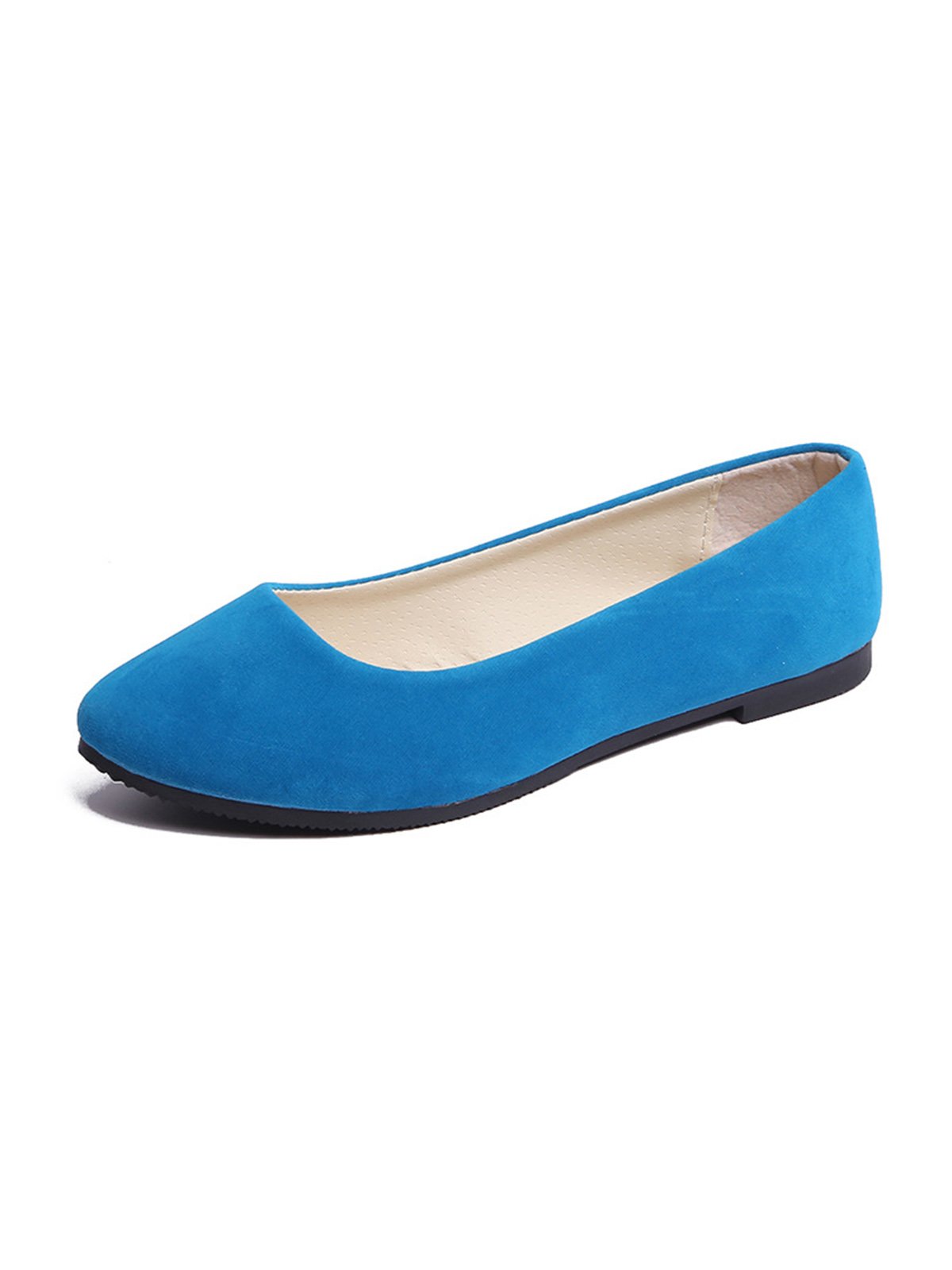 Plain All Season Simple Daily Velvet Flat Heel Round Toe Pu Slip On Shallow Shoes for Women