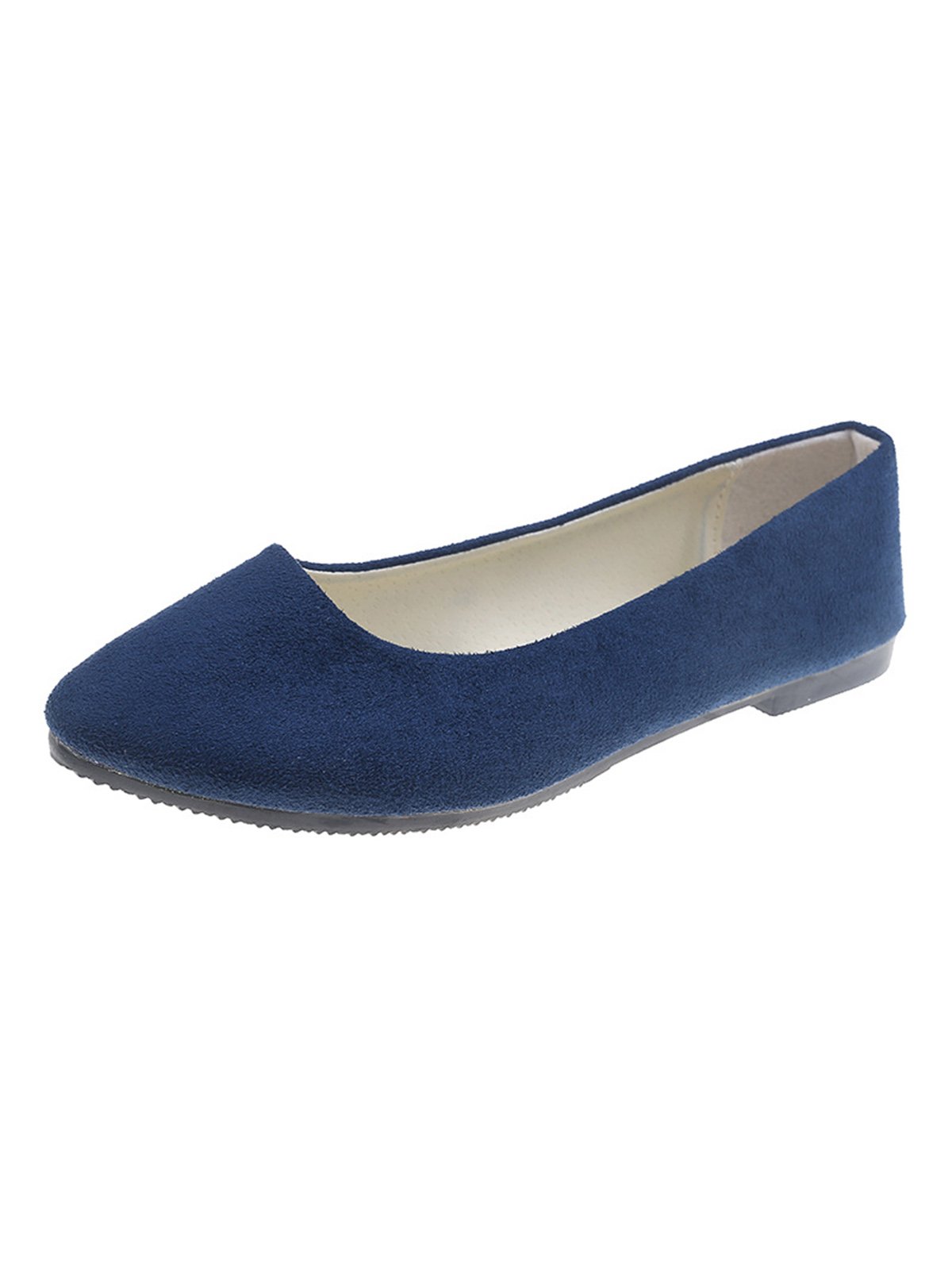 Plain All Season Simple Daily Velvet Flat Heel Round Toe Pu Slip On Shallow Shoes for Women