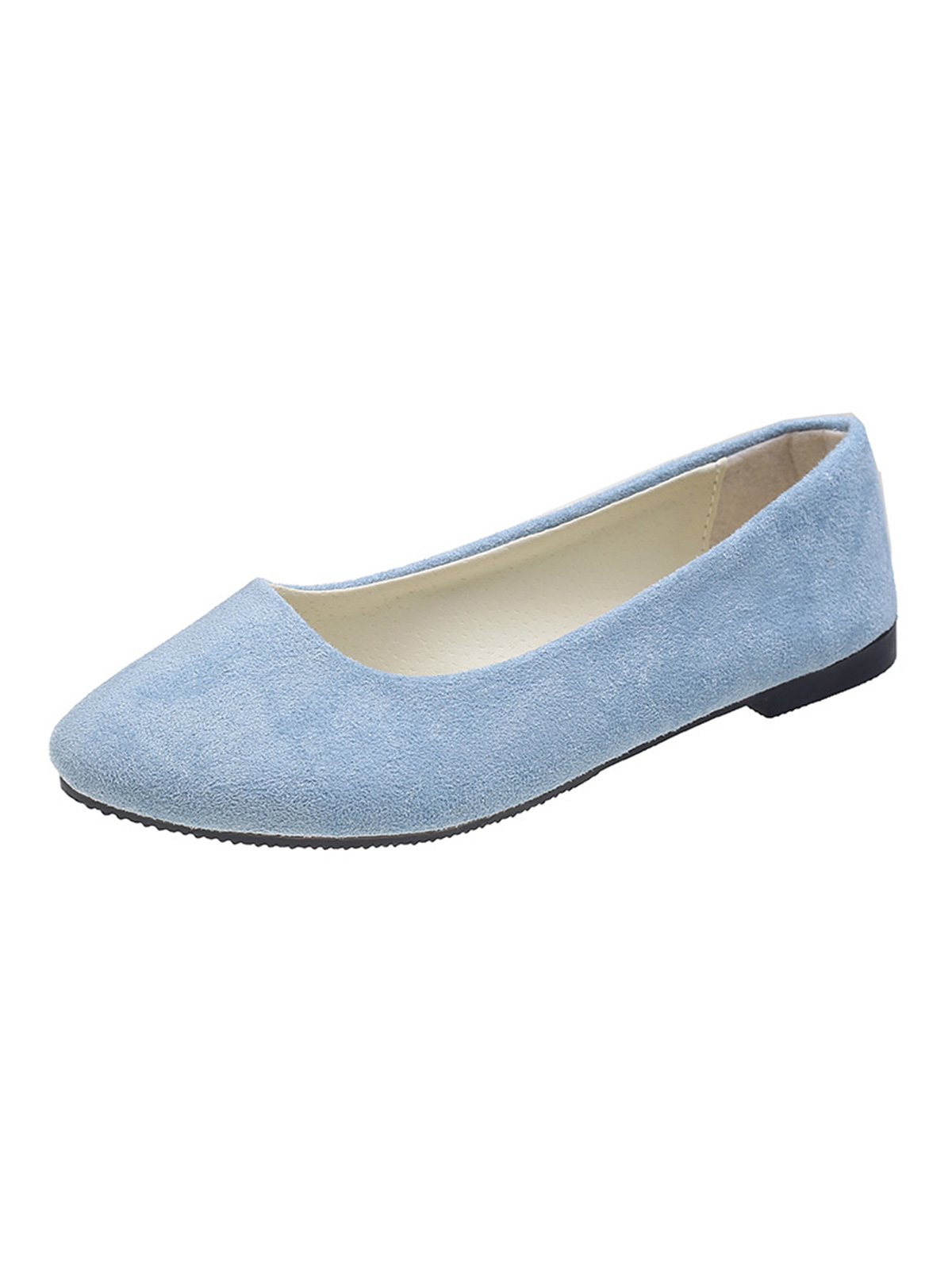 Plain All Season Simple Daily Velvet Flat Heel Round Toe Pu Slip On Shallow Shoes for Women