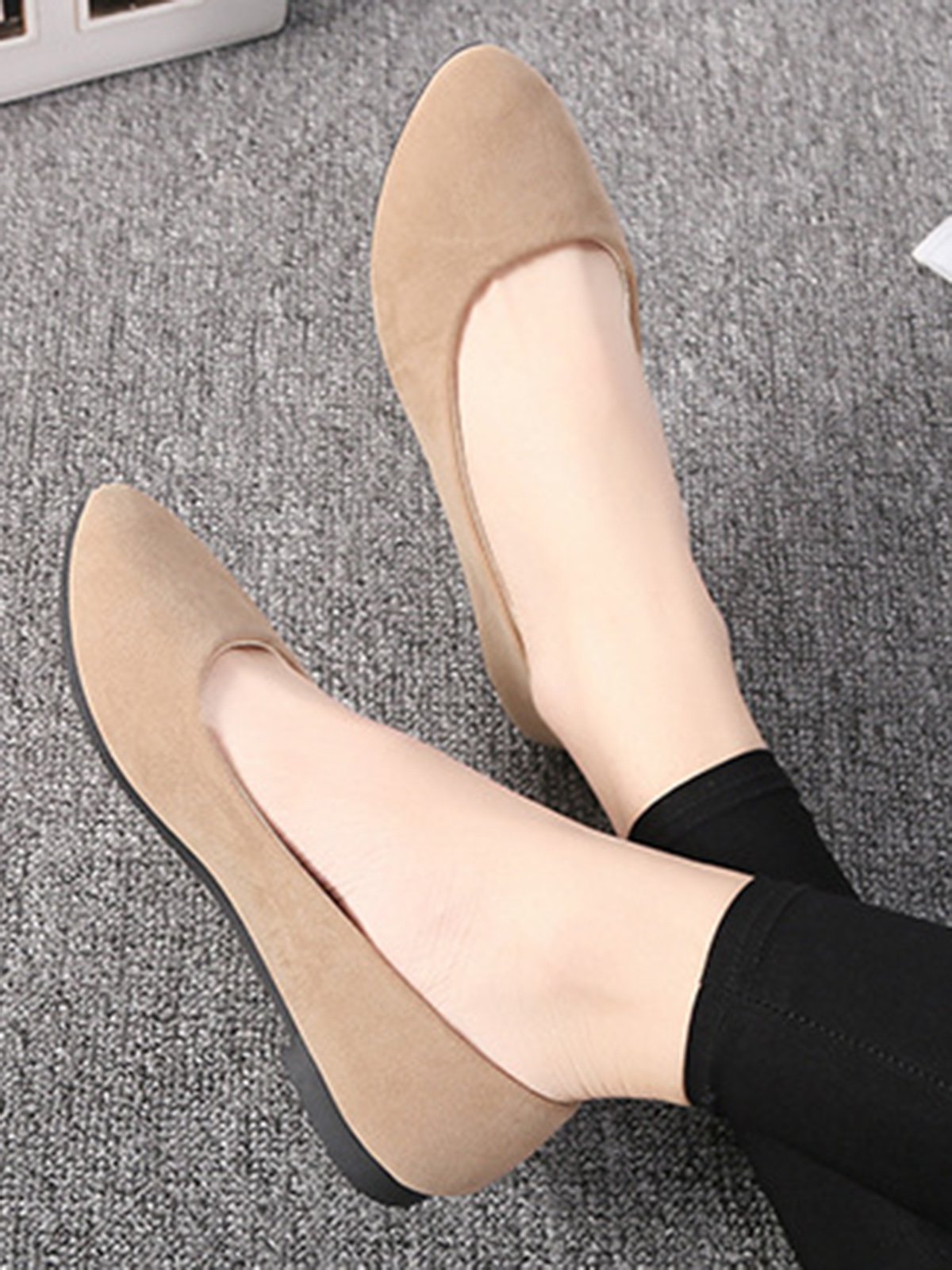 Plain All Season Simple Daily Velvet Flat Heel Round Toe Pu Slip On Shallow Shoes for Women