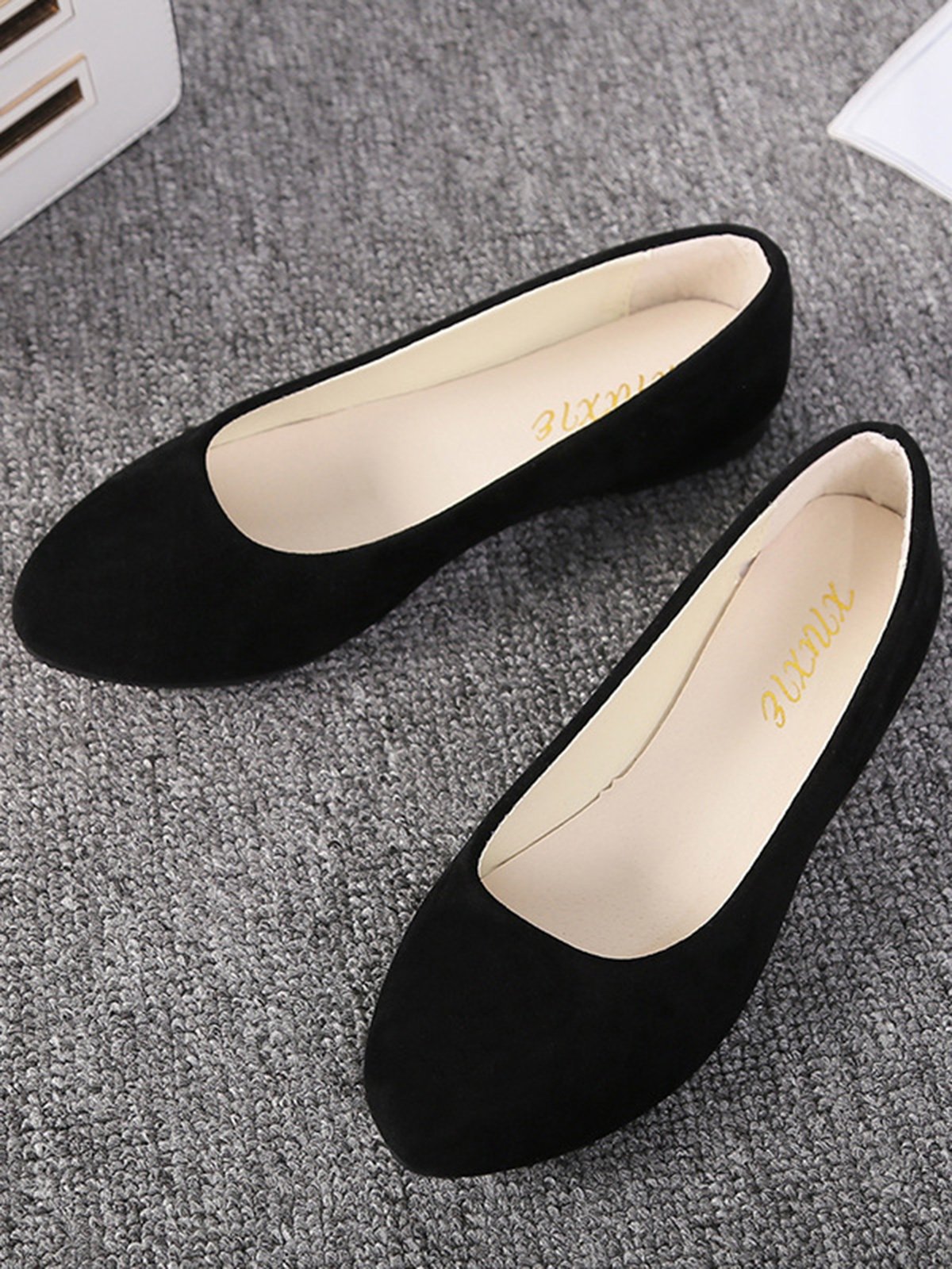 Plain All Season Simple Daily Velvet Flat Heel Round Toe Pu Slip On Shallow Shoes for Women