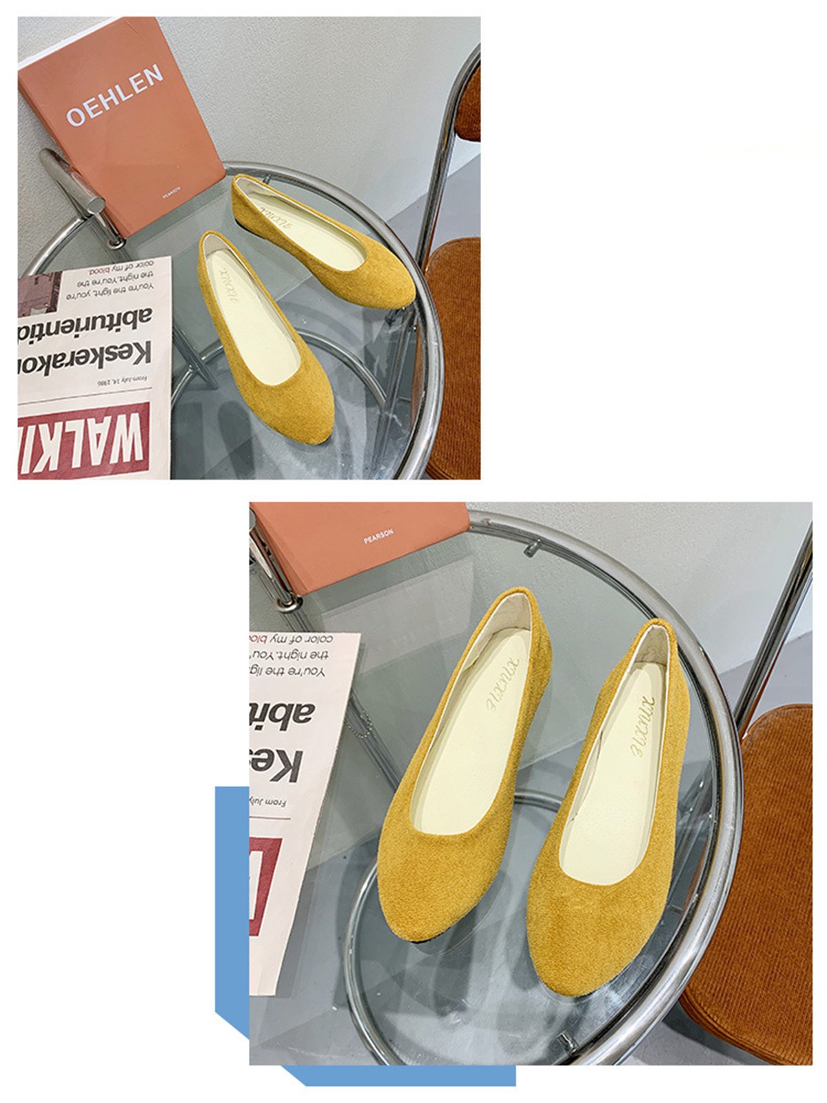 Plain All Season Simple Daily Velvet Flat Heel Round Toe Pu Slip On Shallow Shoes for Women