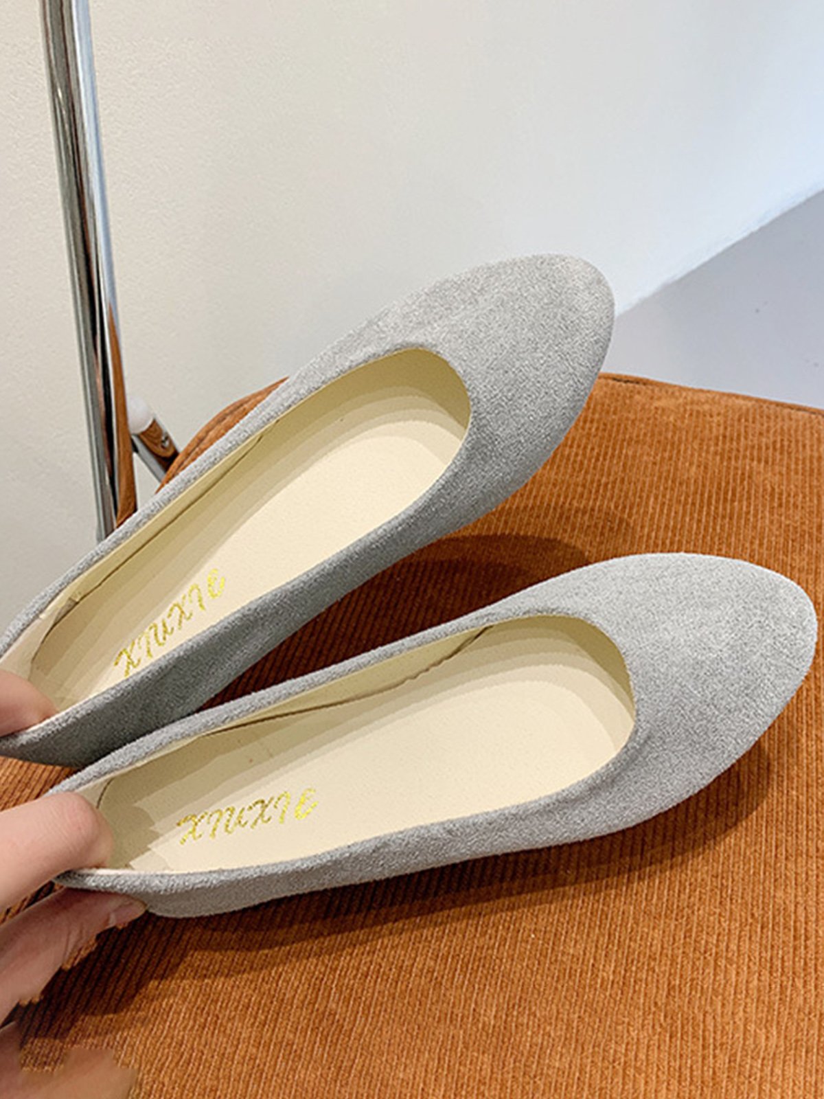 Plain All Season Simple Daily Velvet Flat Heel Round Toe Pu Slip On Shallow Shoes for Women