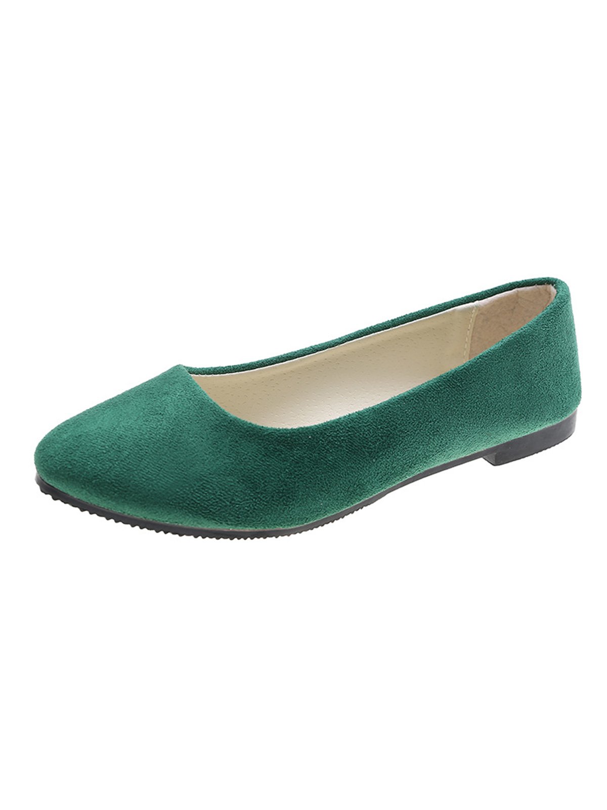 Plain All Season Simple Daily Velvet Flat Heel Round Toe Pu Slip On Shallow Shoes for Women