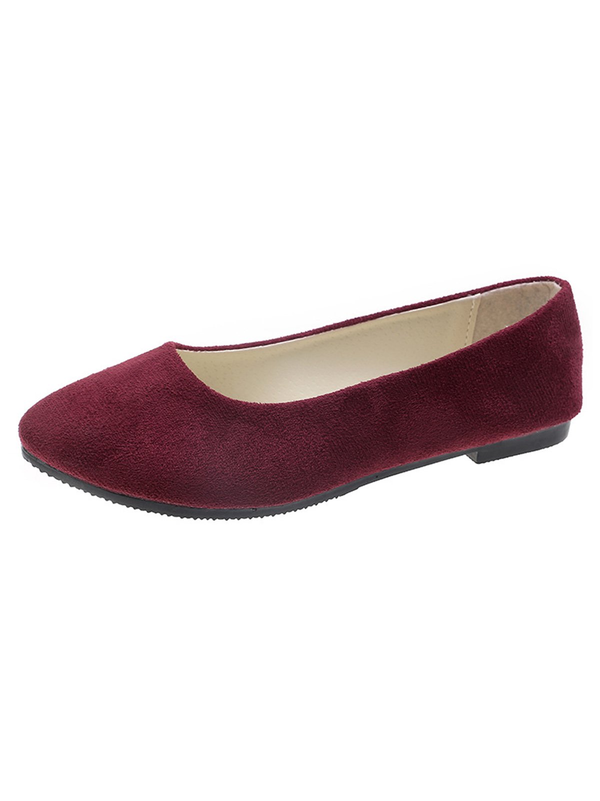 Plain All Season Simple Daily Velvet Flat Heel Round Toe Pu Slip On Shallow Shoes for Women