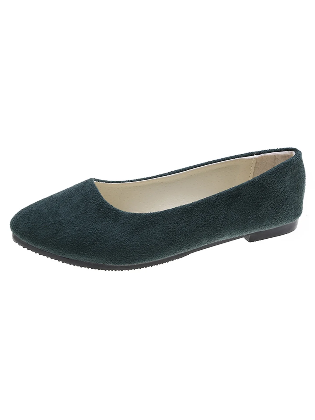 Plain All Season Simple Daily Velvet Flat Heel Round Toe Pu Slip On Shallow Shoes for Women