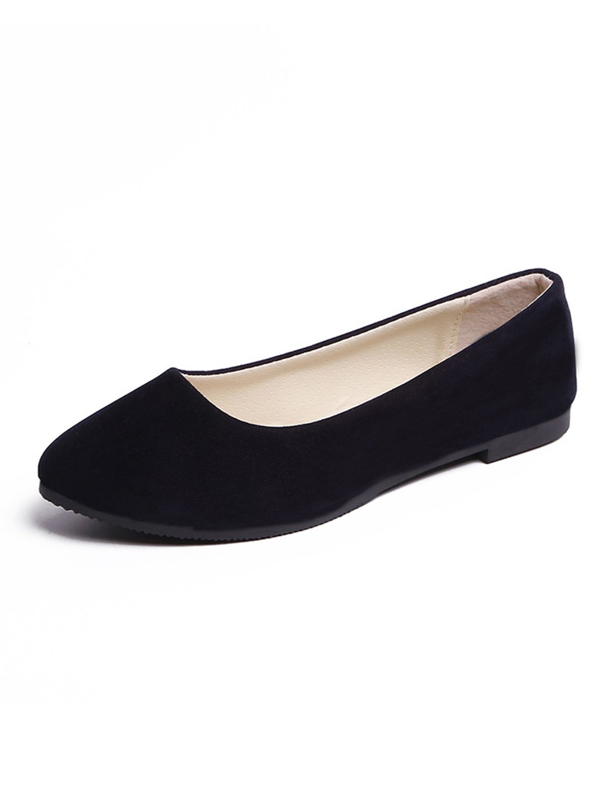 Plain All Season Simple Daily Velvet Flat Heel Round Toe Pu Slip On Shallow Shoes for Women