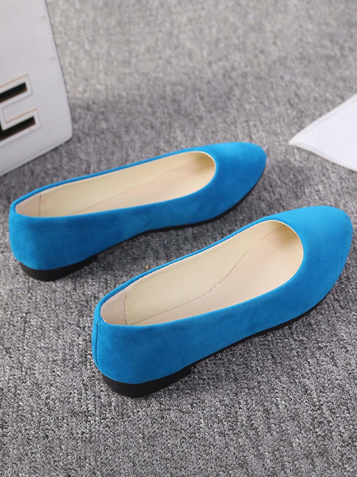Plain All Season Simple Daily Velvet Flat Heel Round Toe Pu Slip On Shallow Shoes for Women
