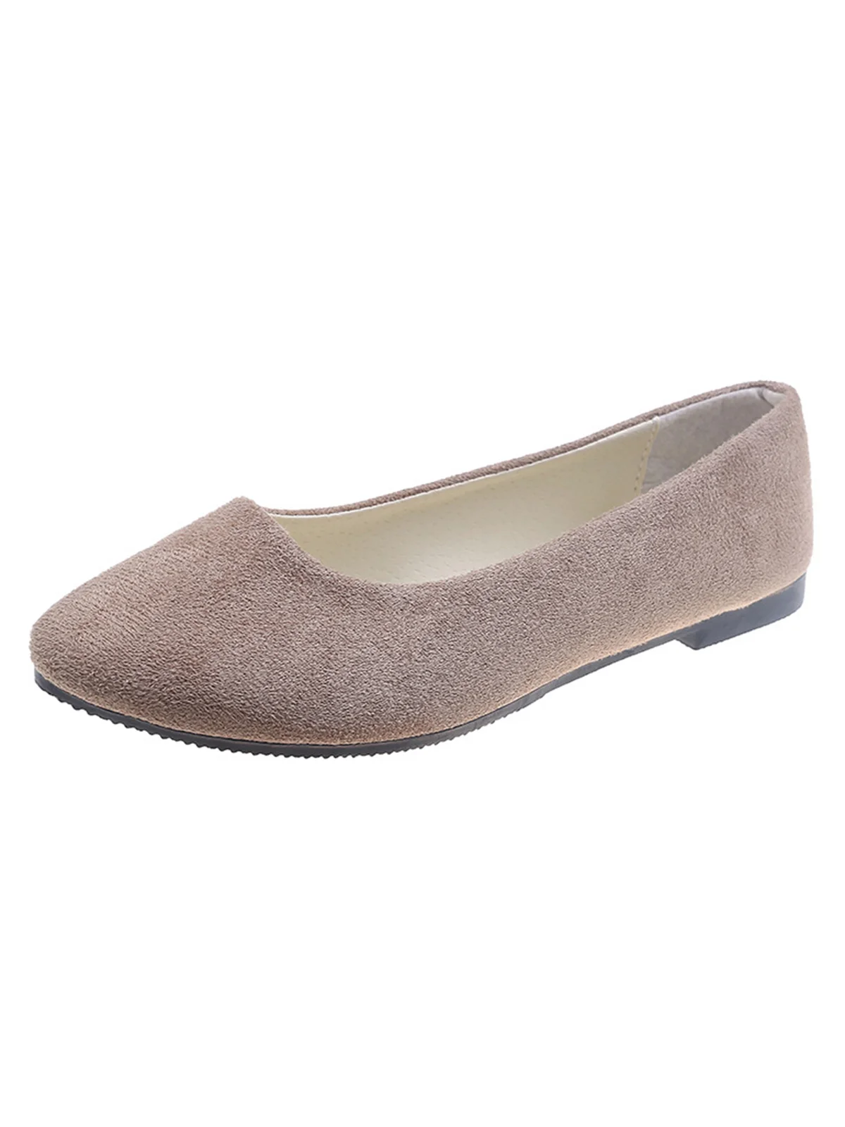 Plain All Season Simple Daily Velvet Flat Heel Round Toe Pu Slip On Shallow Shoes for Women