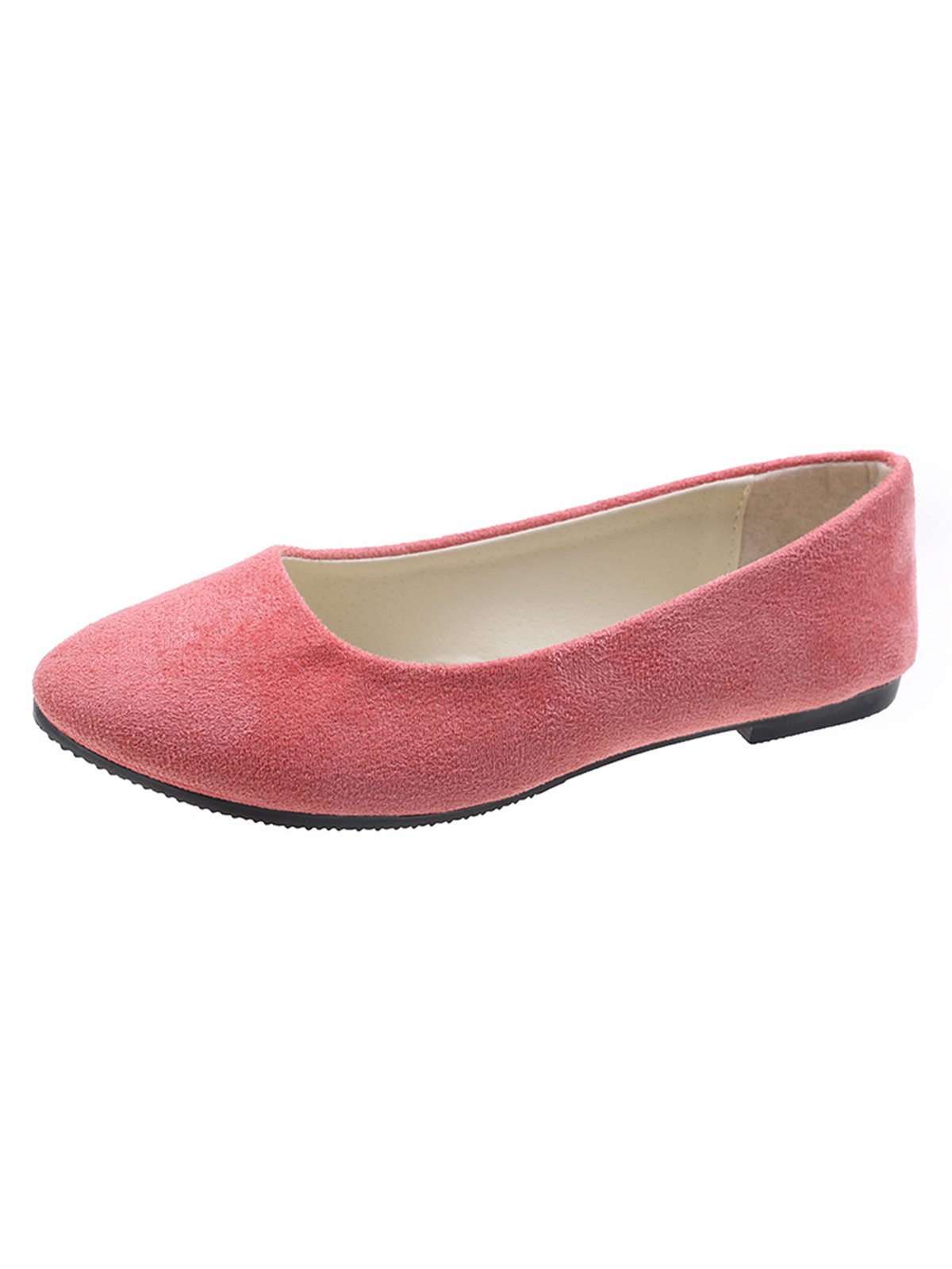 Plain All Season Simple Daily Velvet Flat Heel Round Toe Pu Slip On Shallow Shoes for Women