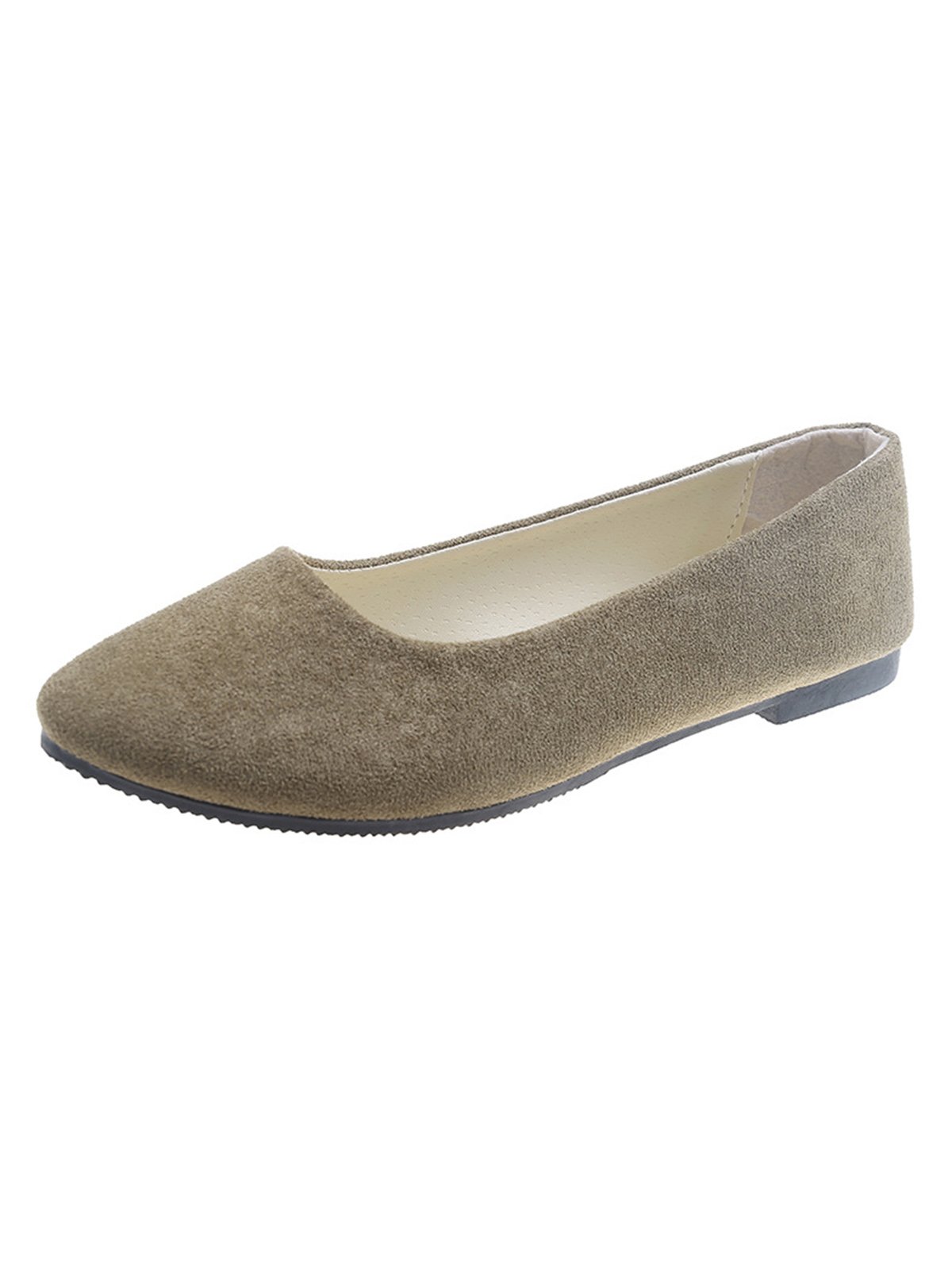 Plain All Season Simple Daily Velvet Flat Heel Round Toe Pu Slip On Shallow Shoes for Women