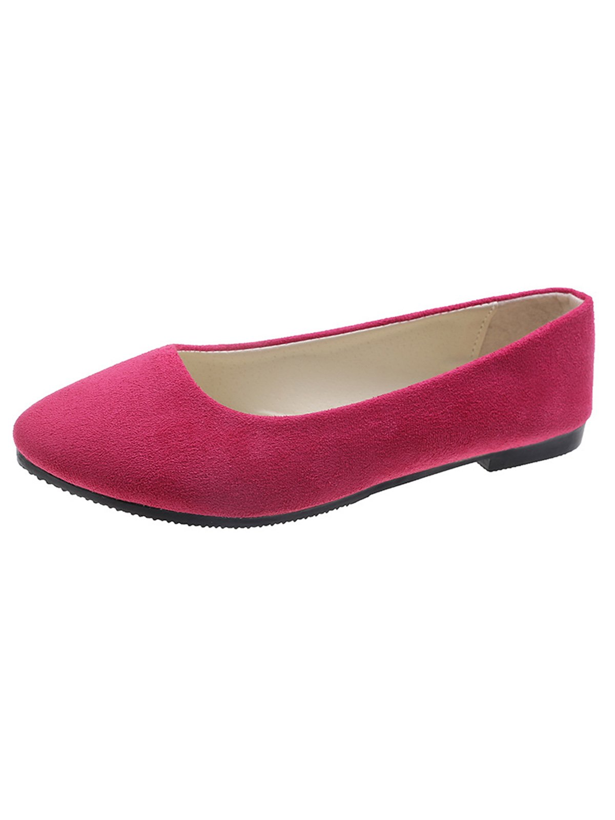 Plain All Season Simple Daily Velvet Flat Heel Round Toe Pu Slip On Shallow Shoes for Women