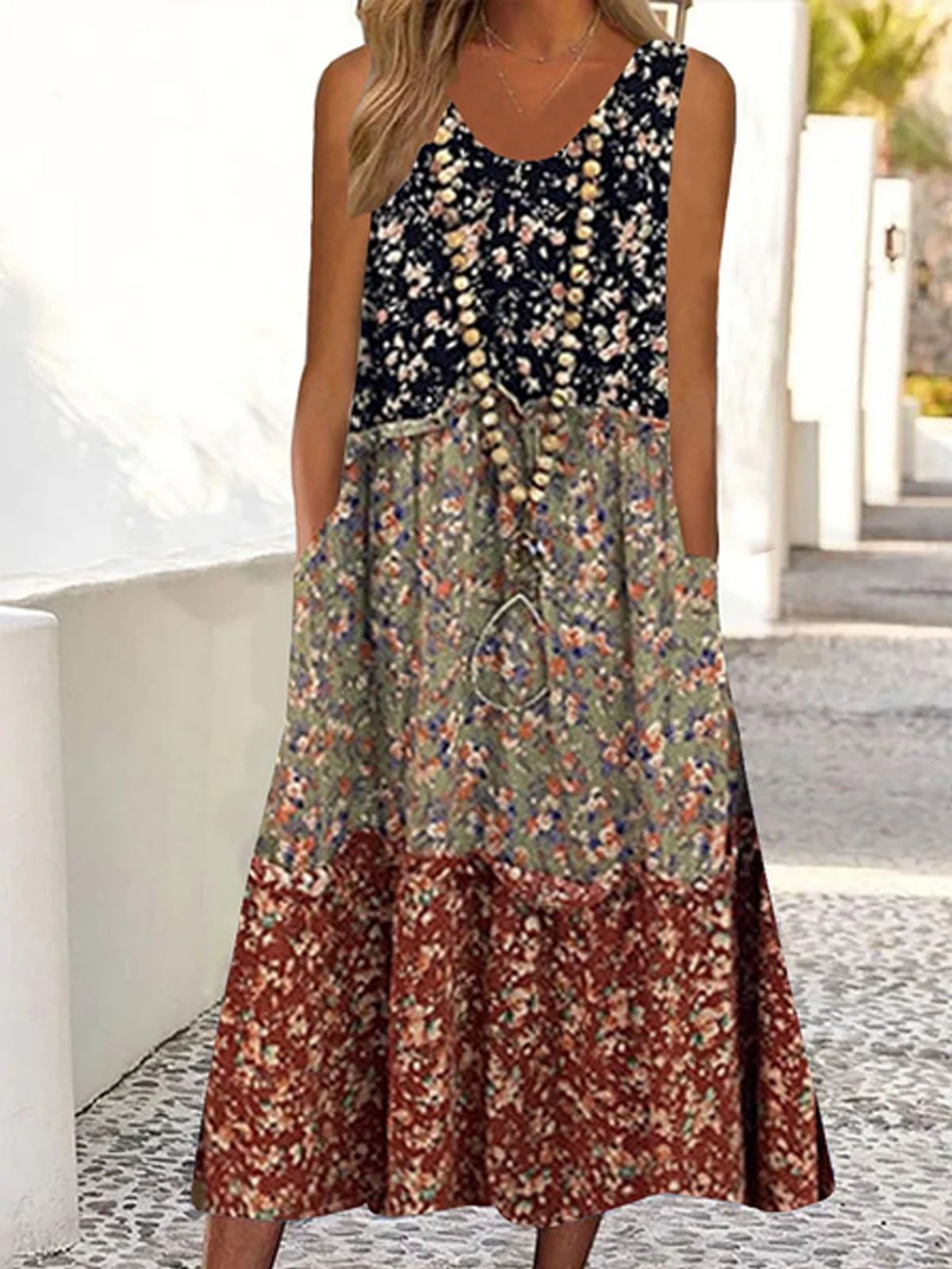 Women's Casual Dress Summer Loose Casual Floral Pritned Dress