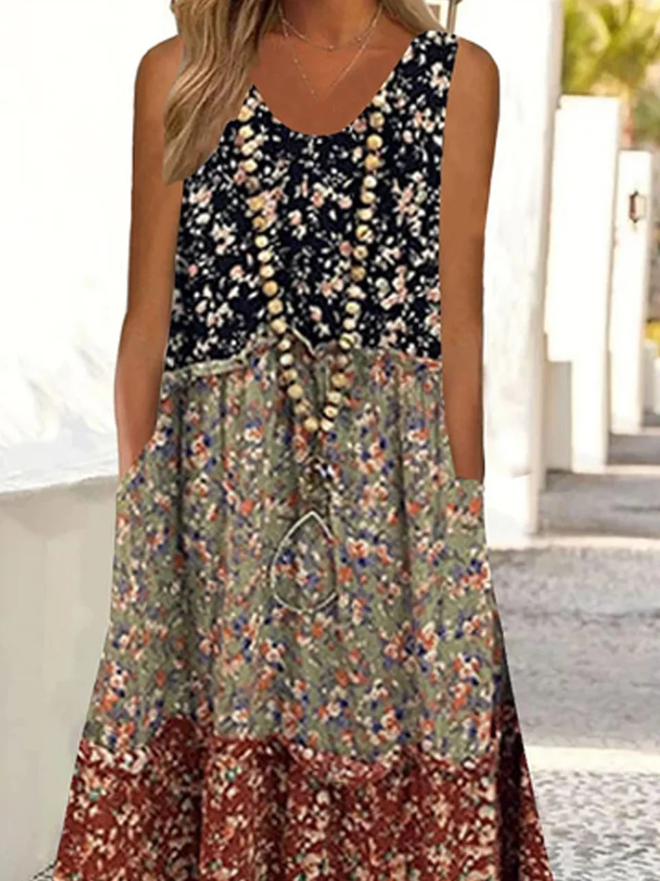 Women's Casual Dress Summer Loose Casual Floral Pritned Dress