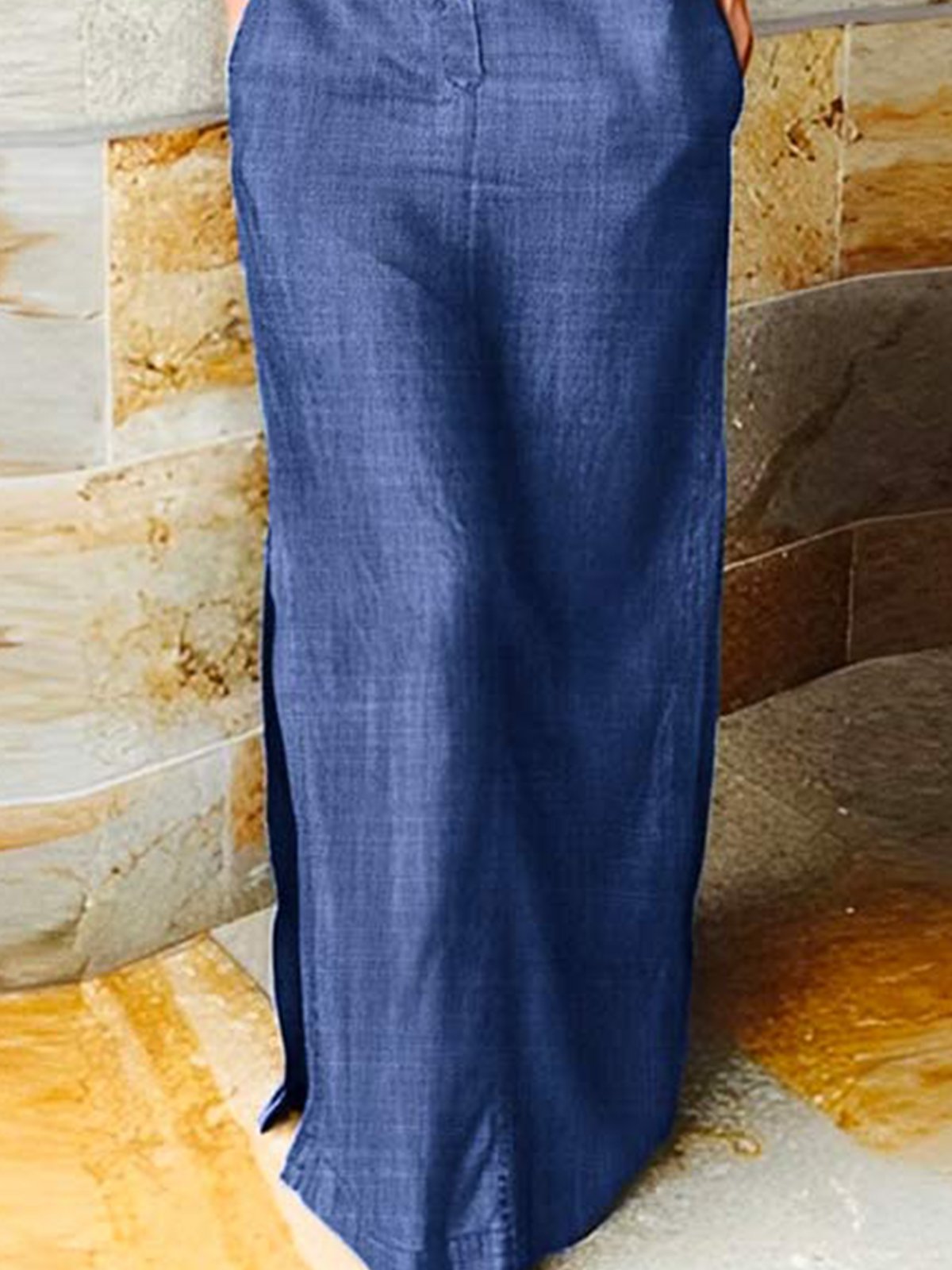 Casual Shirt Collar Loose Plain Maxi Dress