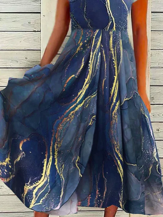 Abstract Printed Casual A-Line Dress