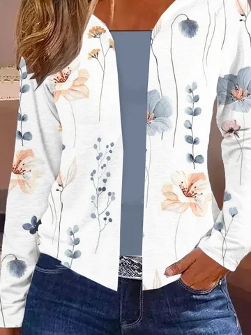 Floral Long sleeve Casual Kimono