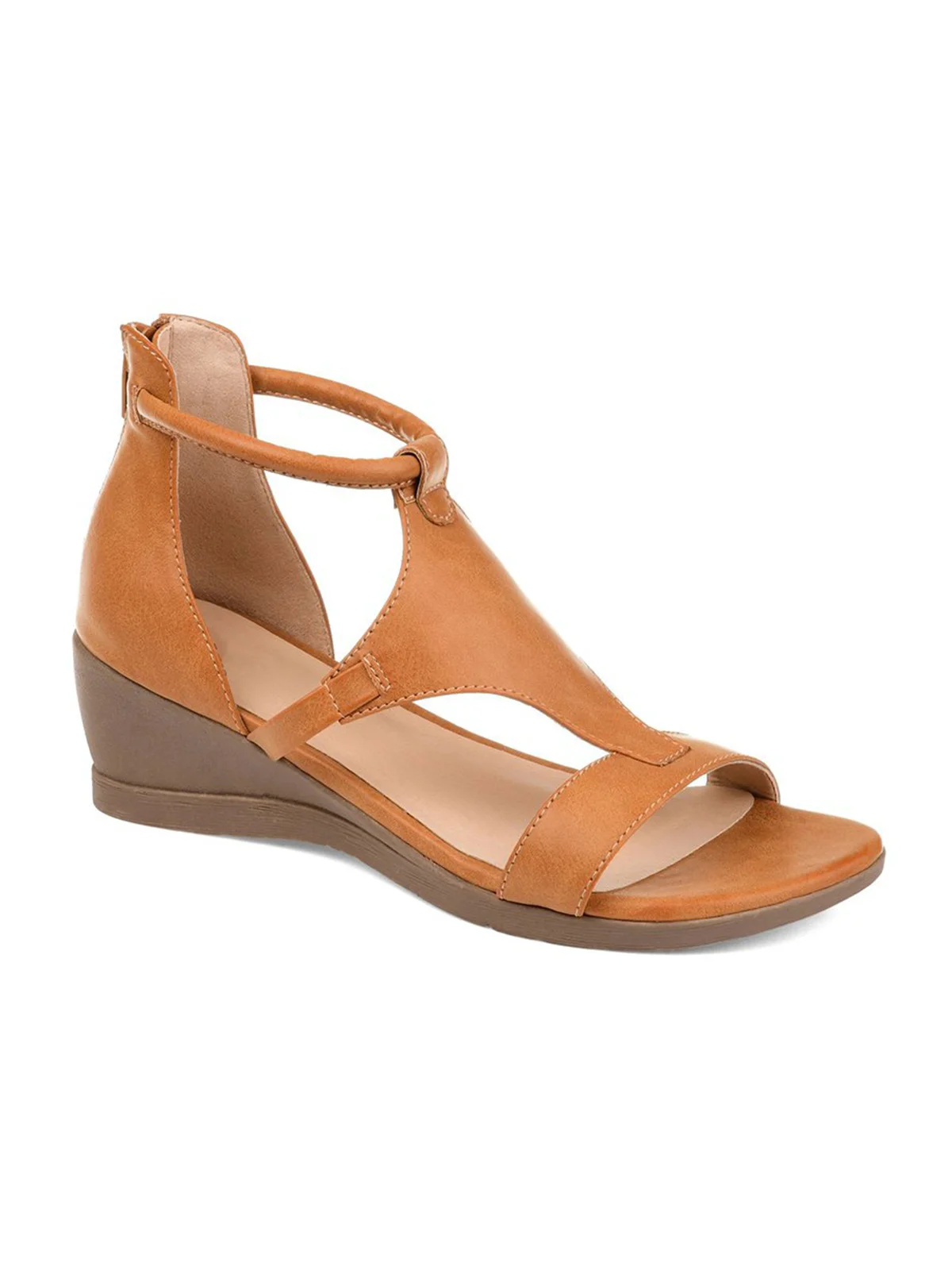 Women Casual Leather Comfy Wedge Sandals